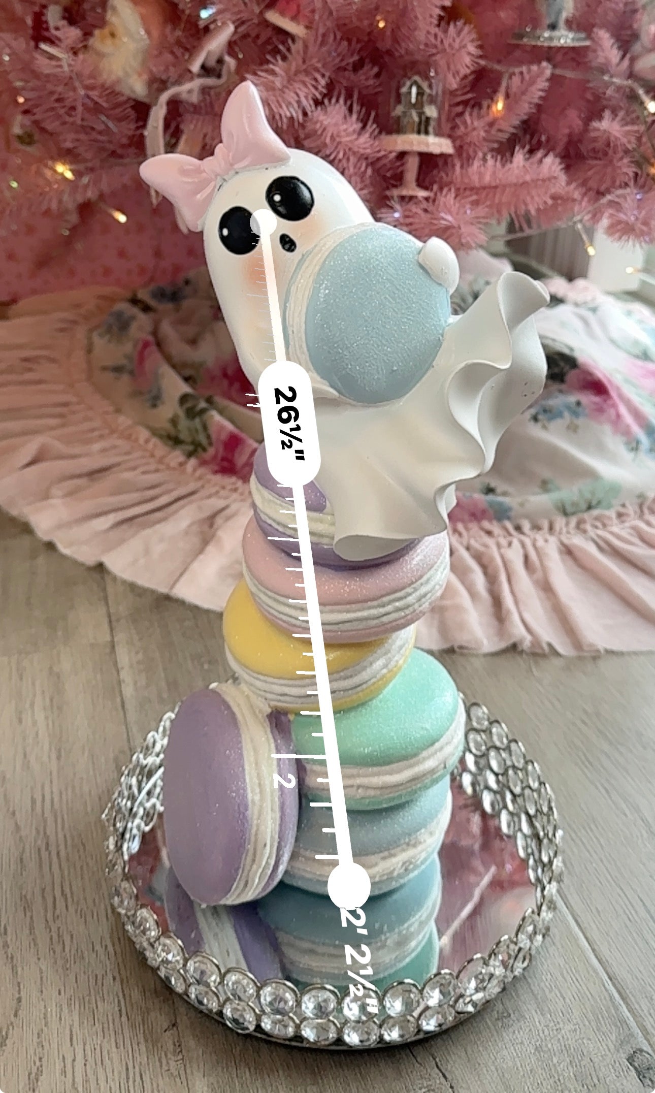 Halloween ghost on multicolor macarons