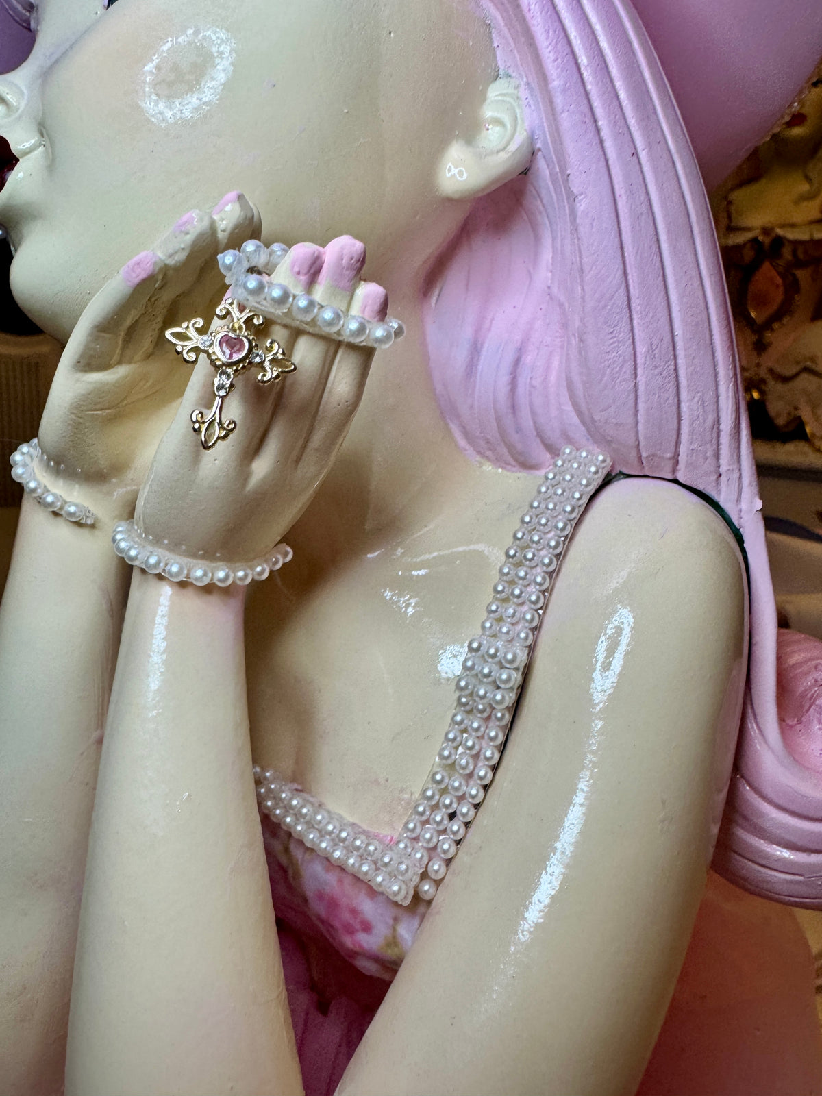 Bespoke pink hair witch  with cat - seater
