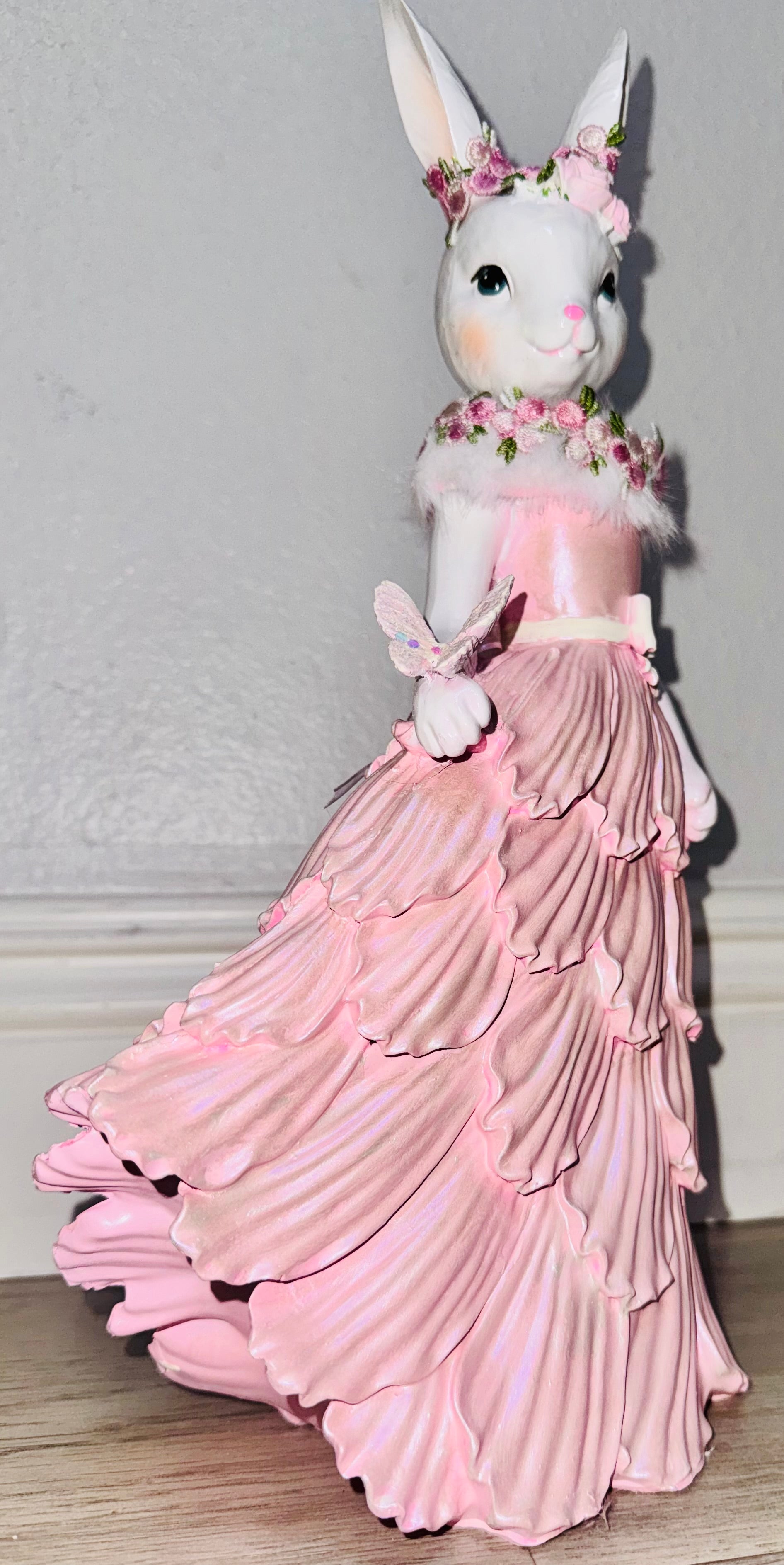 Pink Bunny Easter Figurine