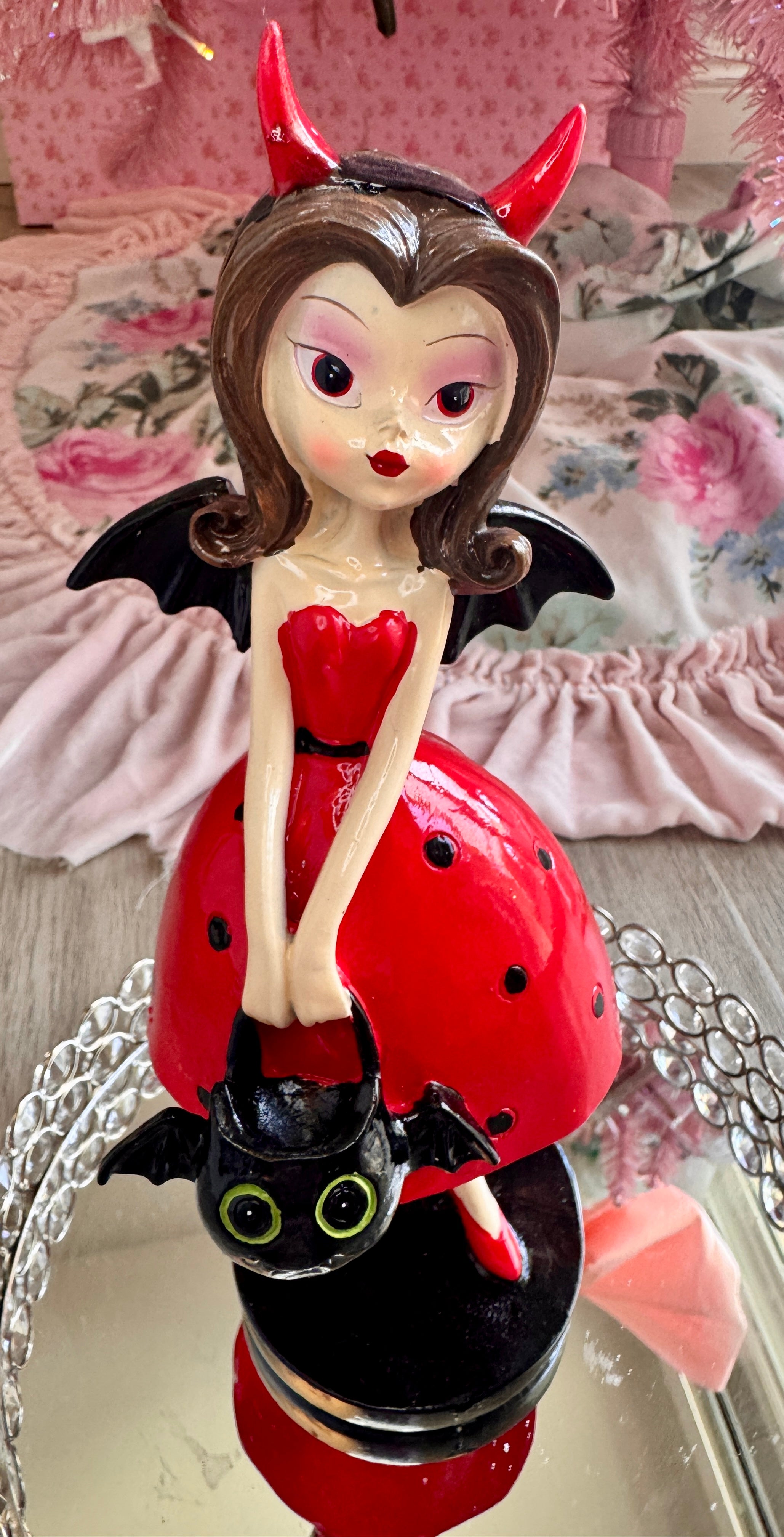 Halloween Girl with bat wings figurine