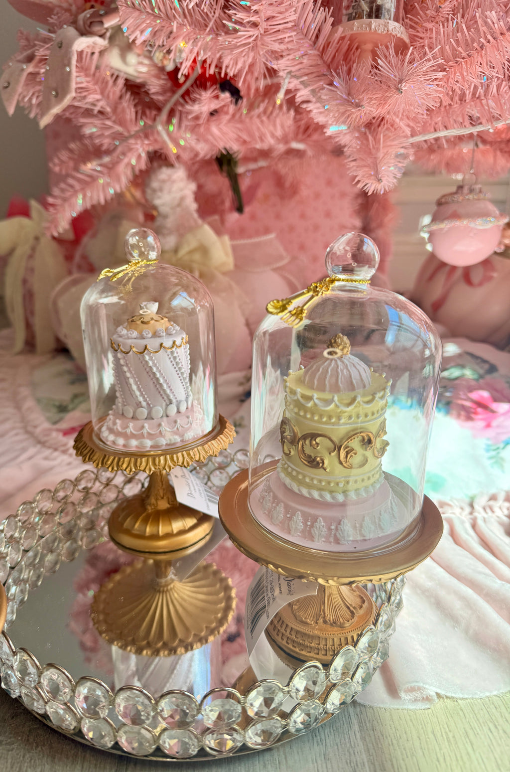 READY TO SHIP - 3 Asst Patisserie Cakes in Glass Cloche /Le Patisserie