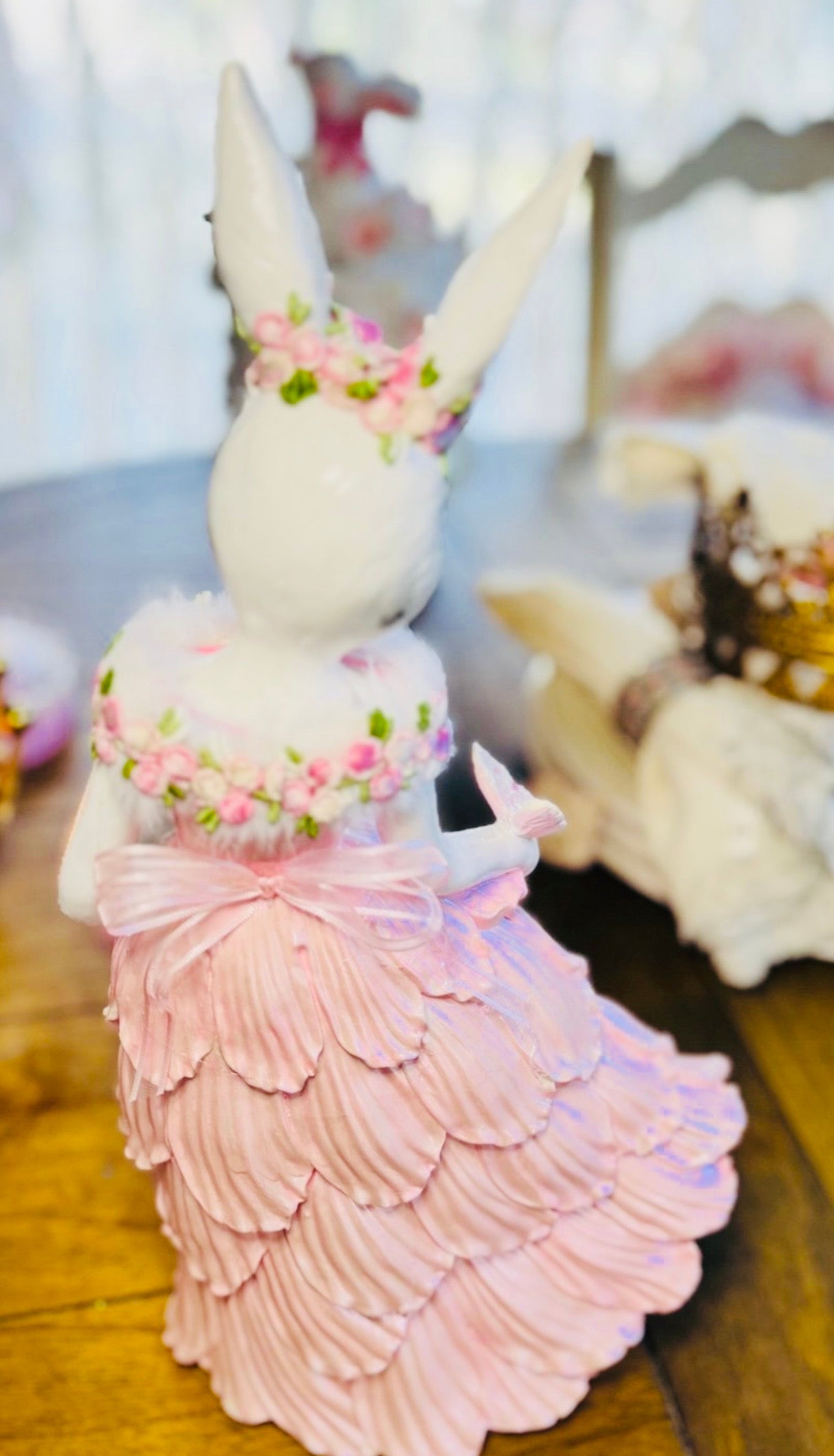 Pink Bunny Easter Figurine
