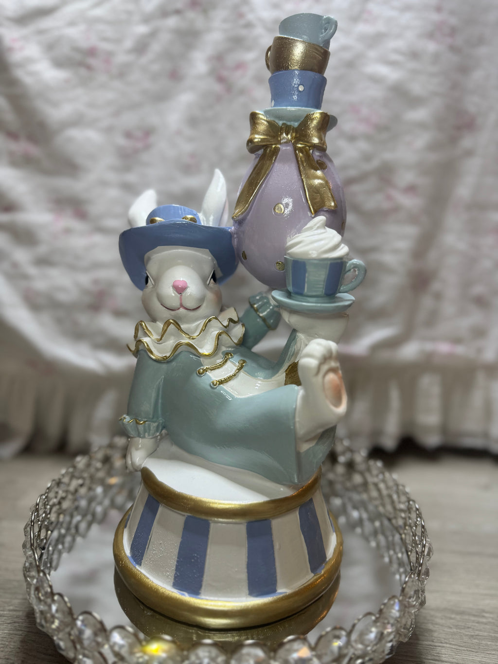 Pastel Bunny seating with teacups and bow