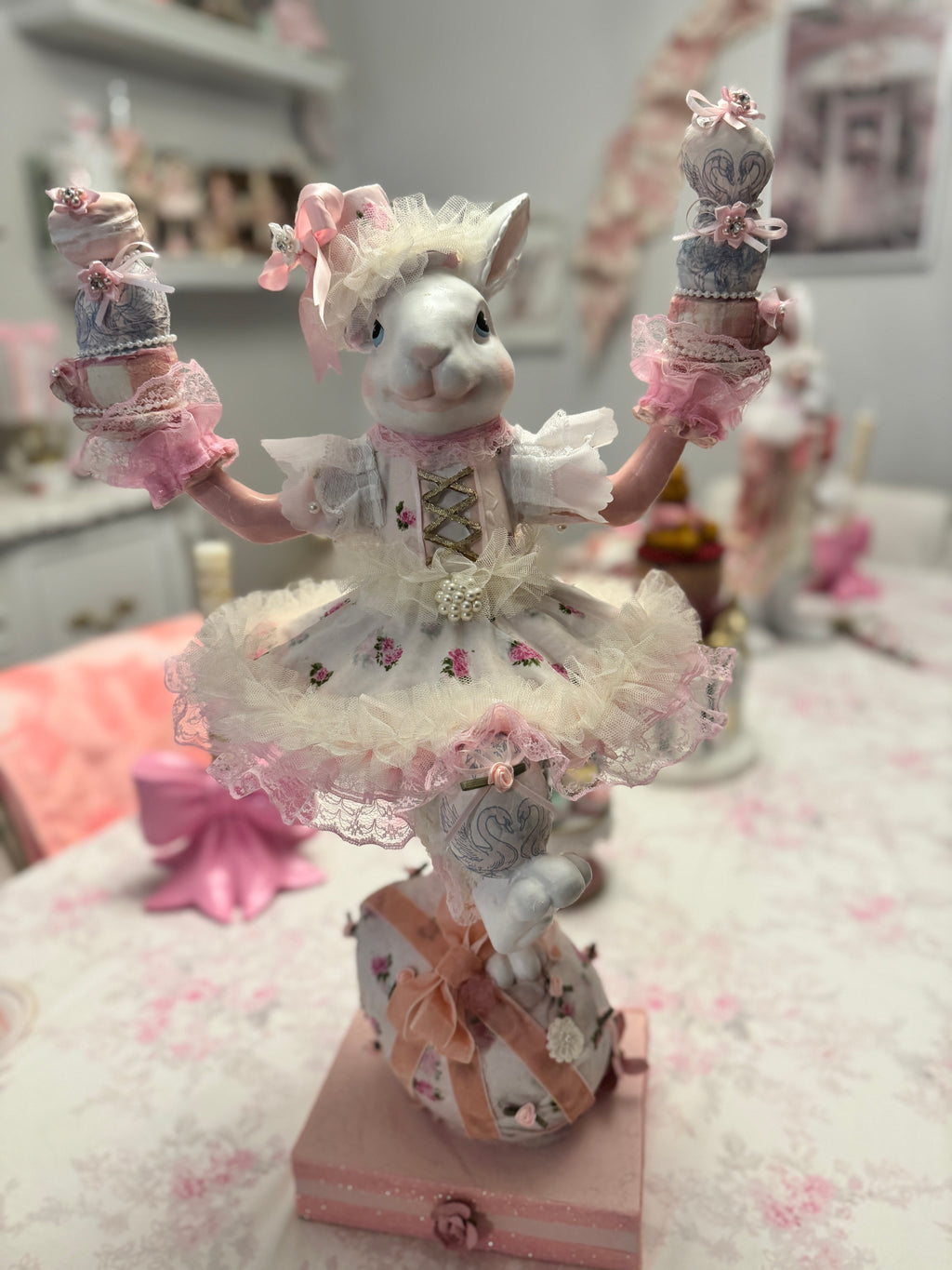 Bespoke Pink Bunny with eggs
