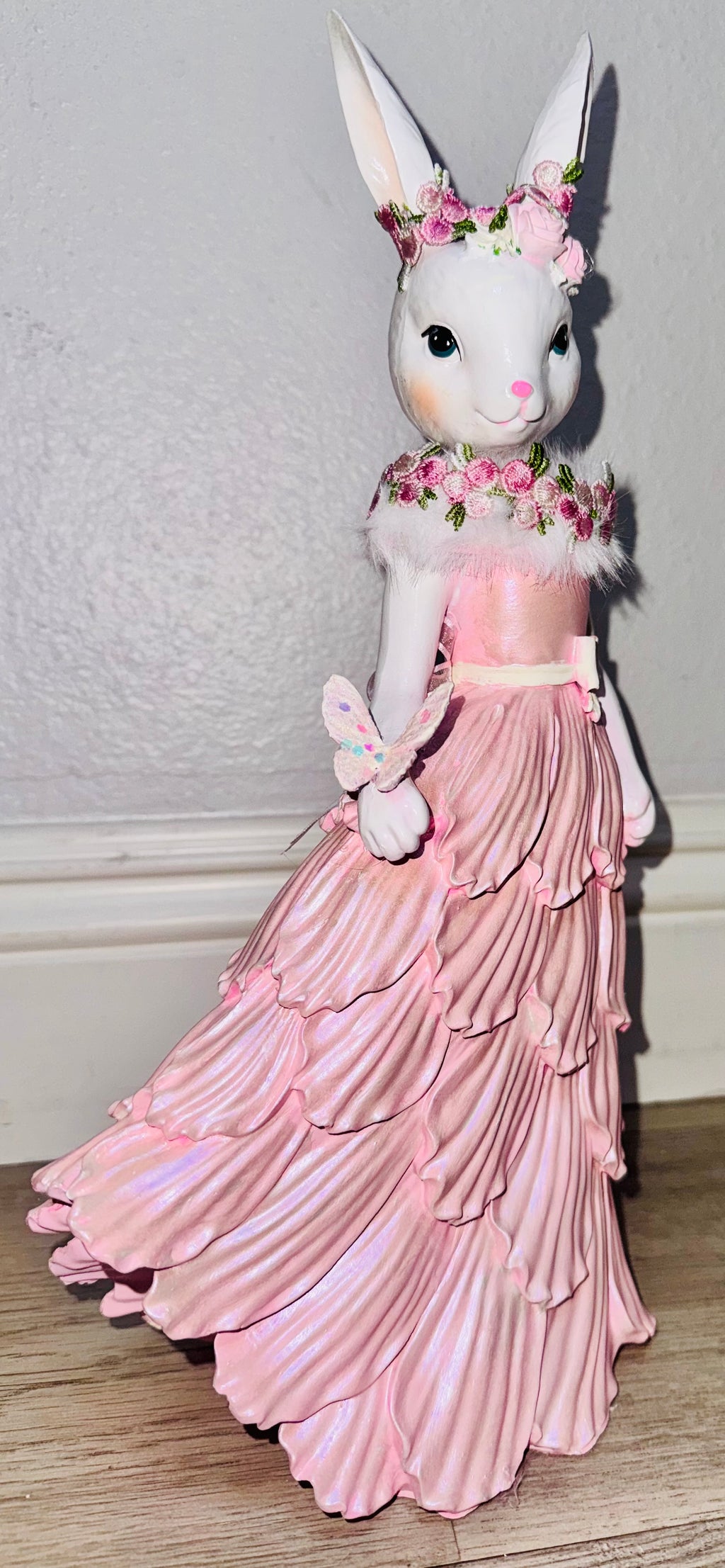 Pink Bunny Easter Figurine