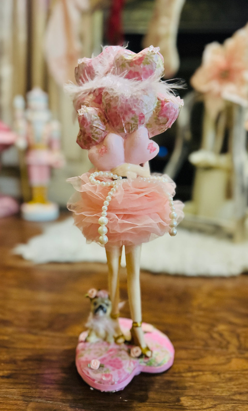 Pink Girl Holding Balloons figurine