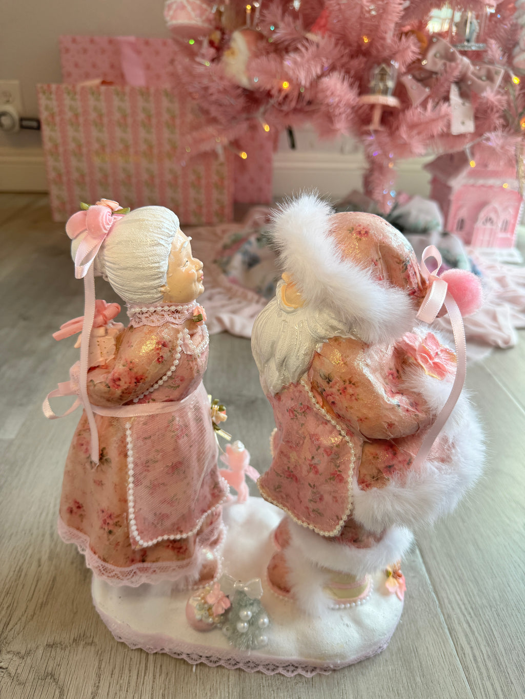 Pink Mr and Mrs Claus Special Edition Figurine