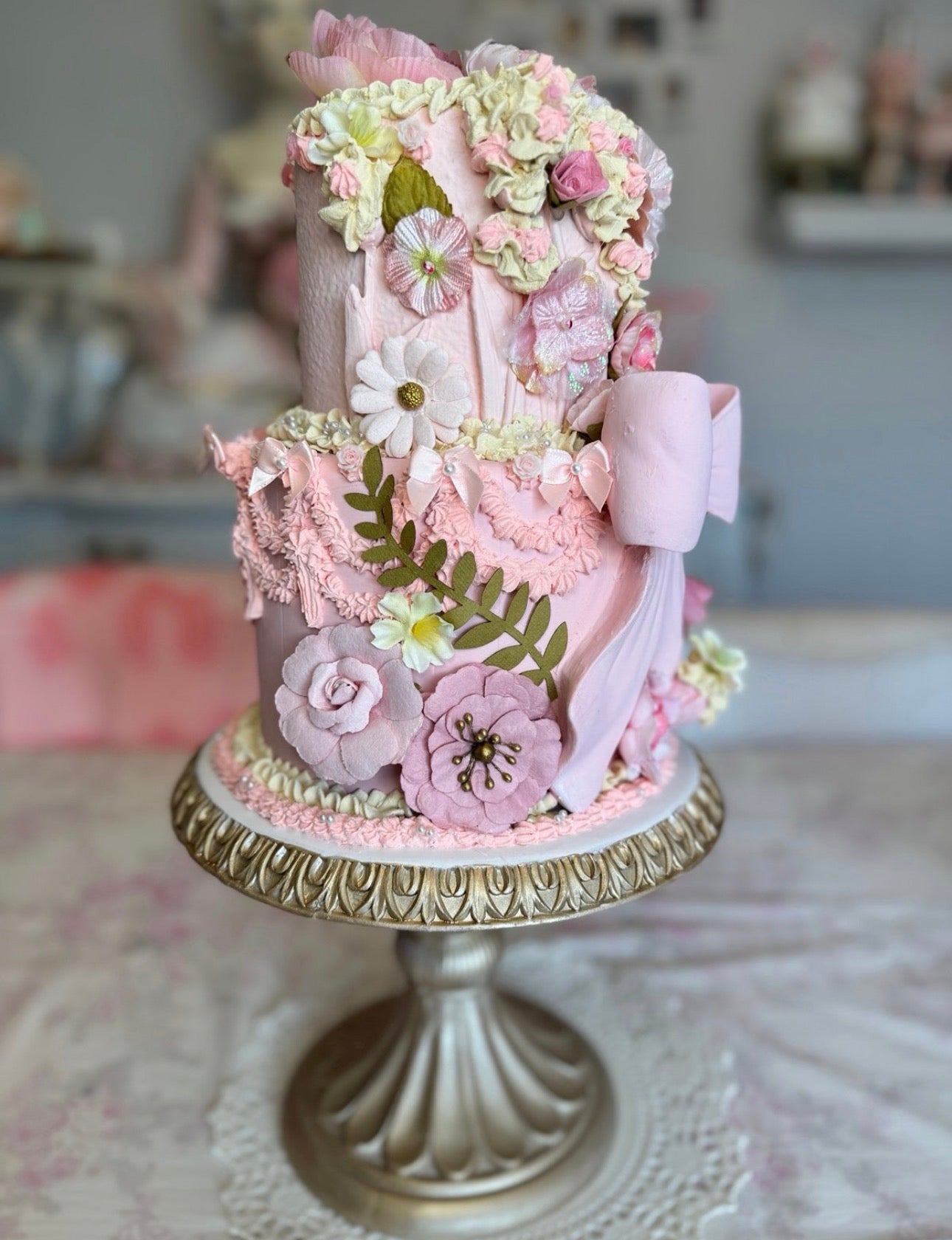 Pink Custom Faux Floral Cake