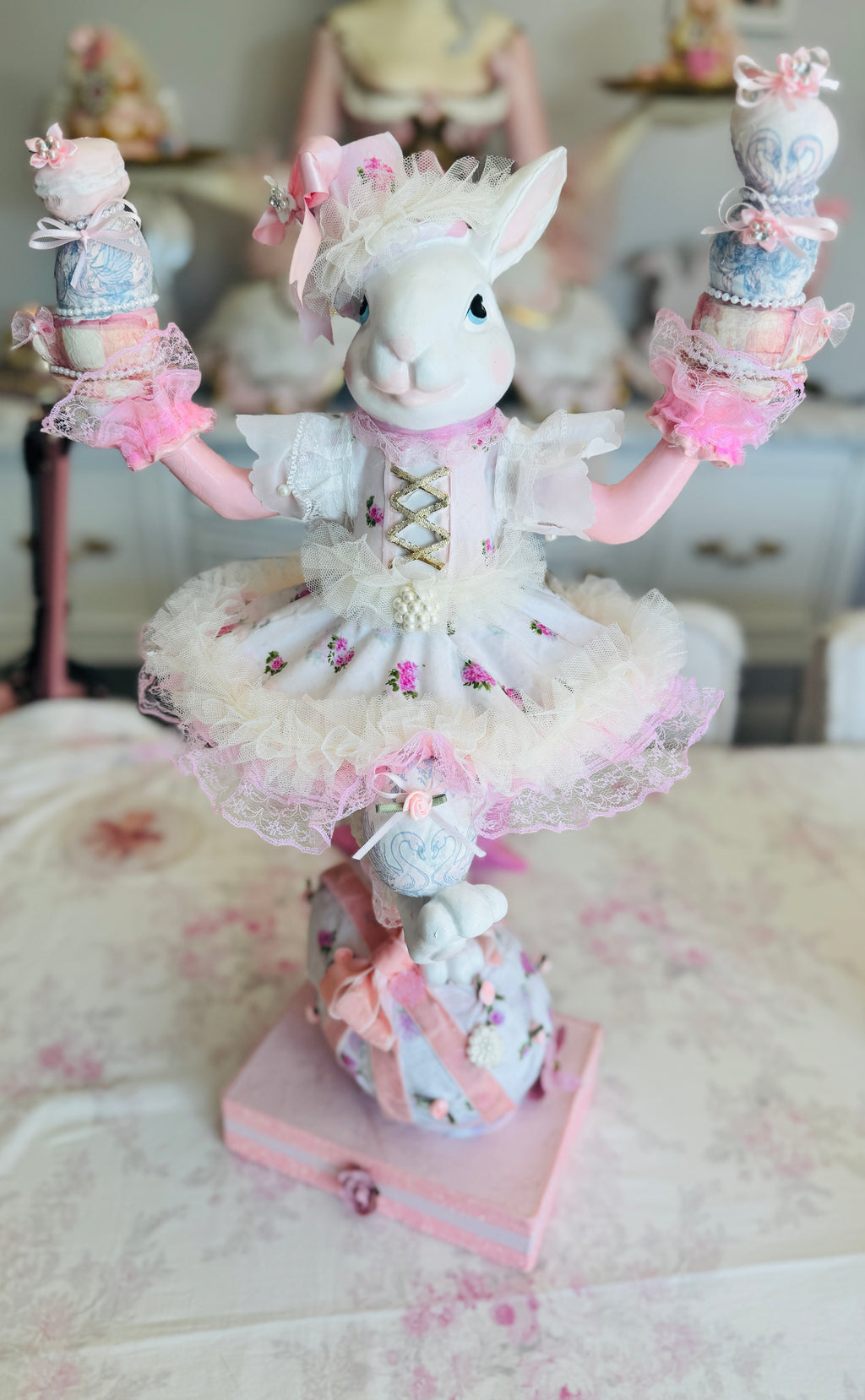 Bespoke Pink Bunny with eggs
