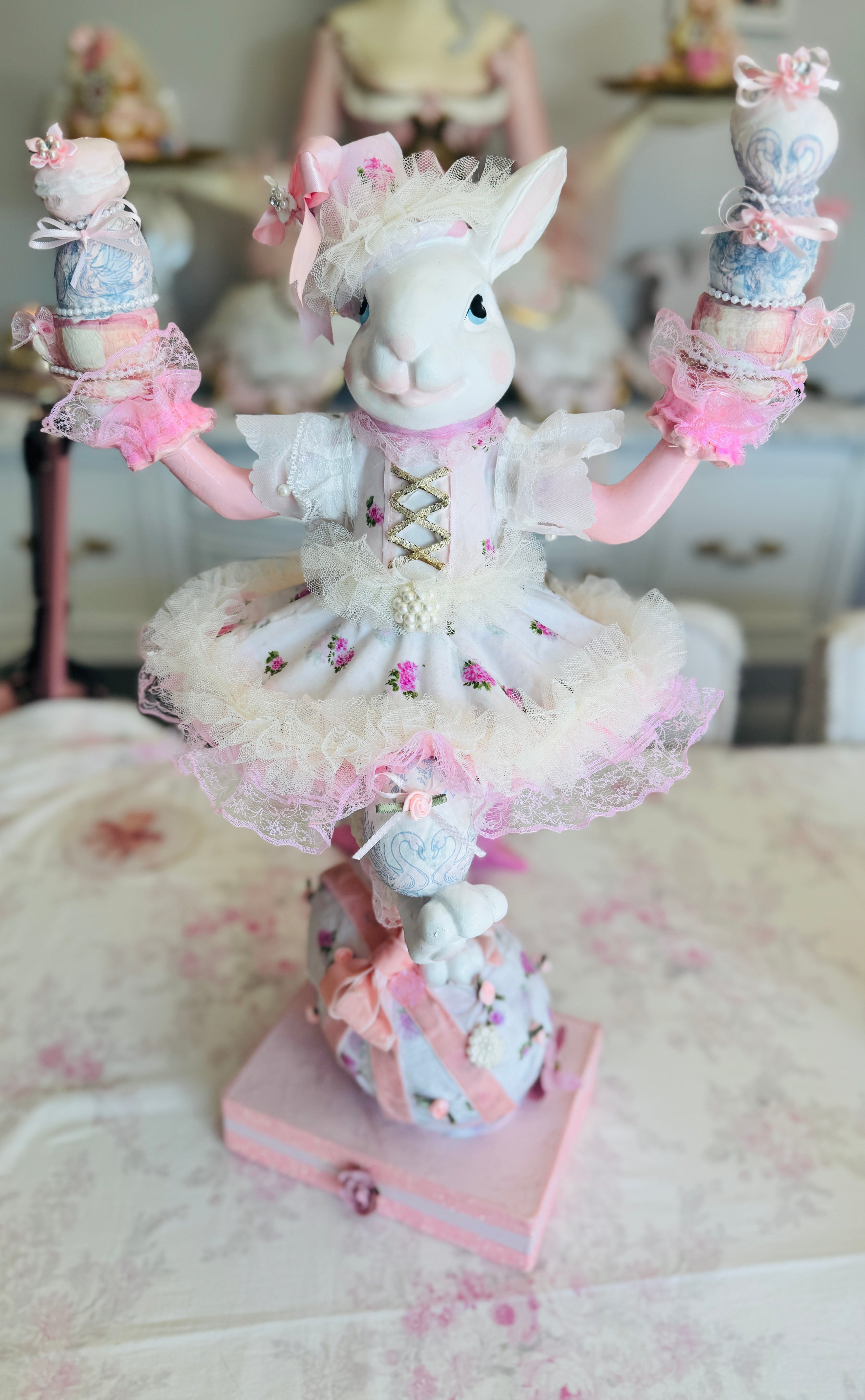 Bespoke Pink Bunny with eggs