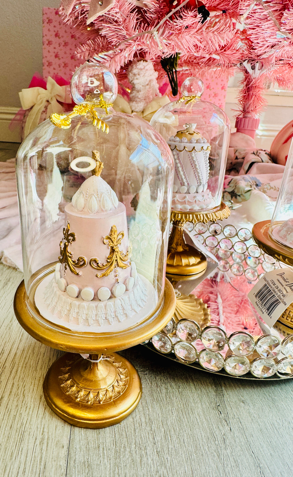 READY TO SHIP - 3 Asst Patisserie Cakes in Glass Cloche /Le Patisserie