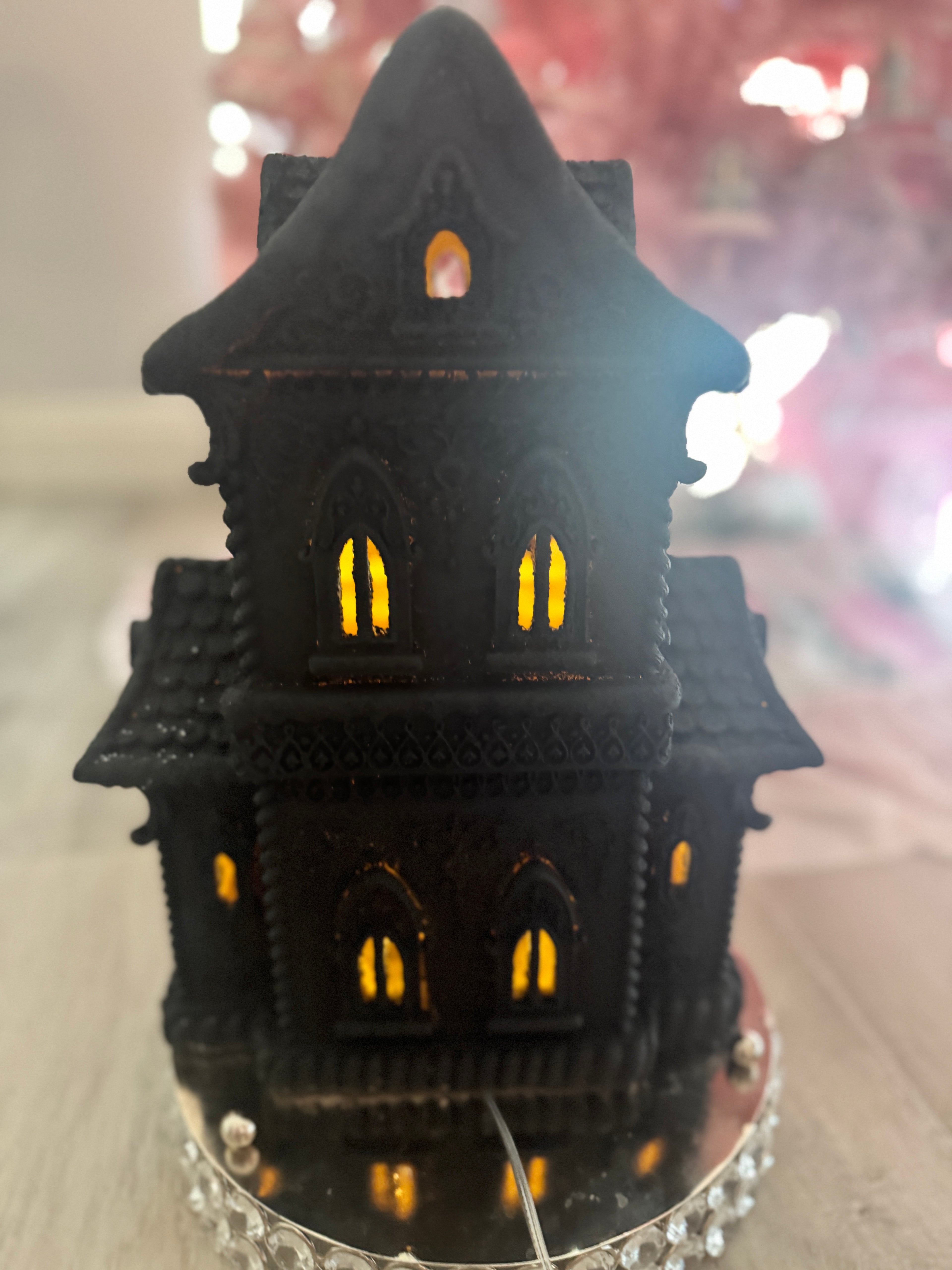 LED Black Halloween Gingerbread House