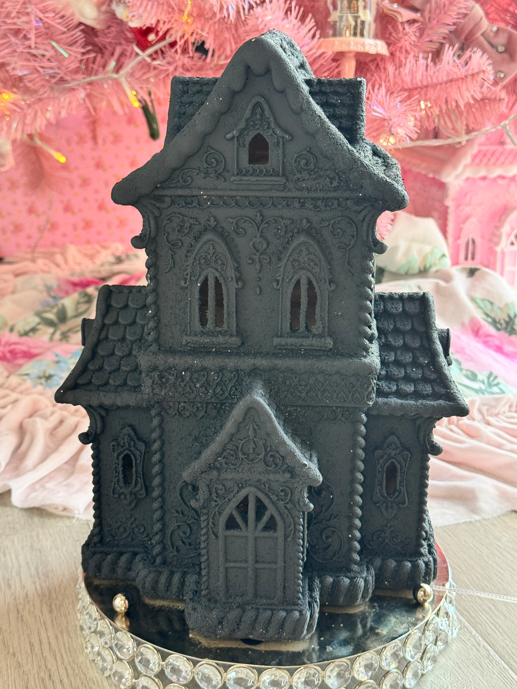 LED Black Halloween Gingerbread House