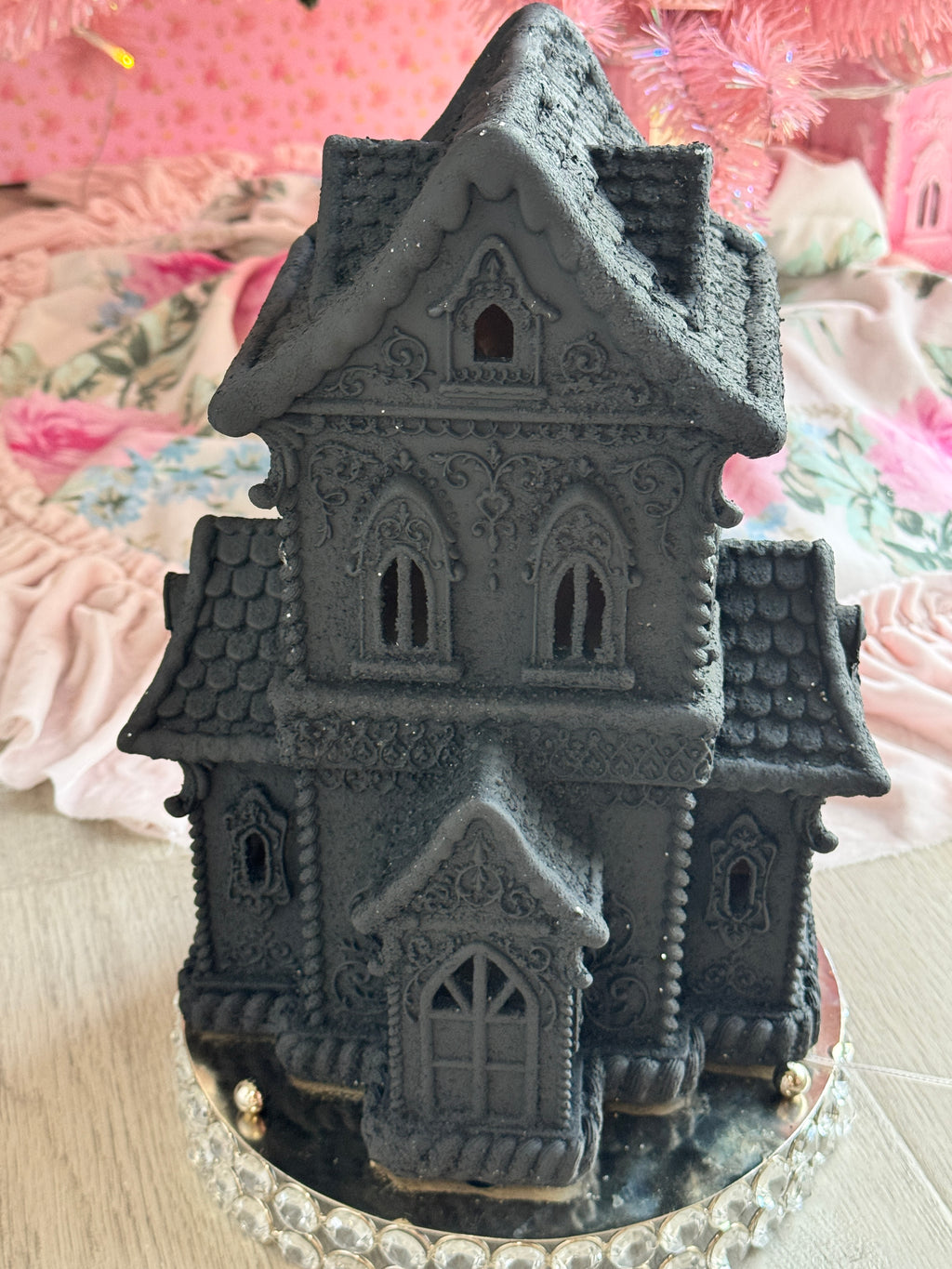 LED Black Halloween Gingerbread House
