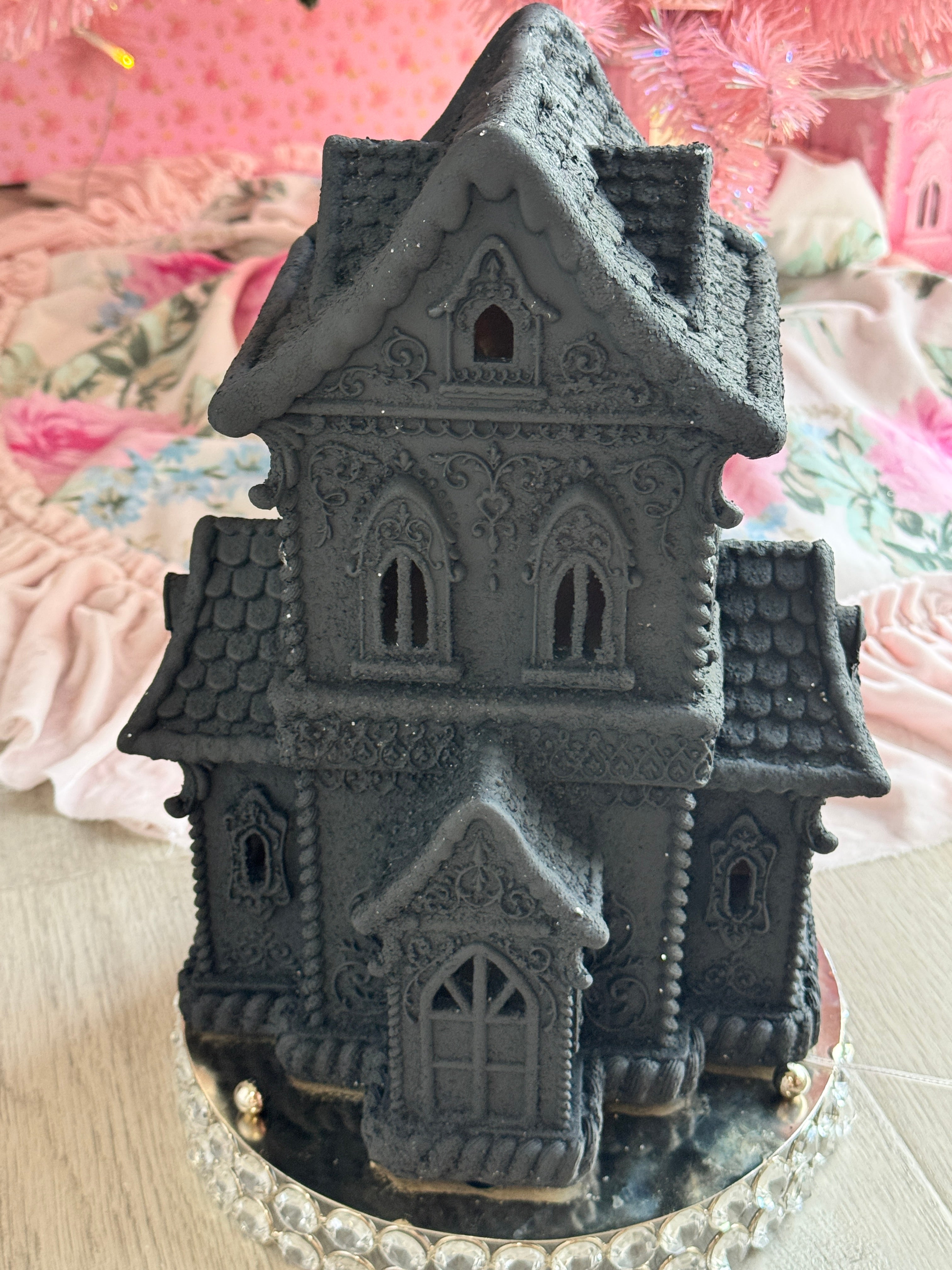 LED Black Halloween Gingerbread House
