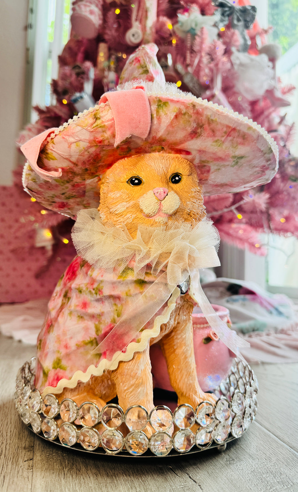 Pink Custom Halloween Cat With LED cauldron