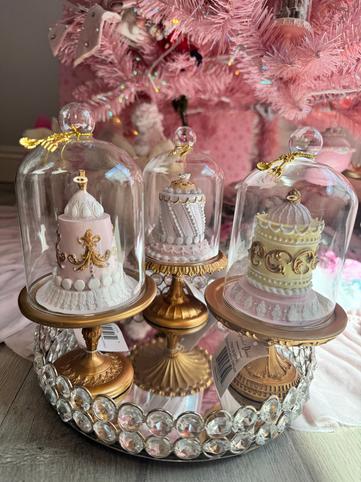 READY TO SHIP - 3 Asst Patisserie Cakes in Glass Cloche /Le Patisserie