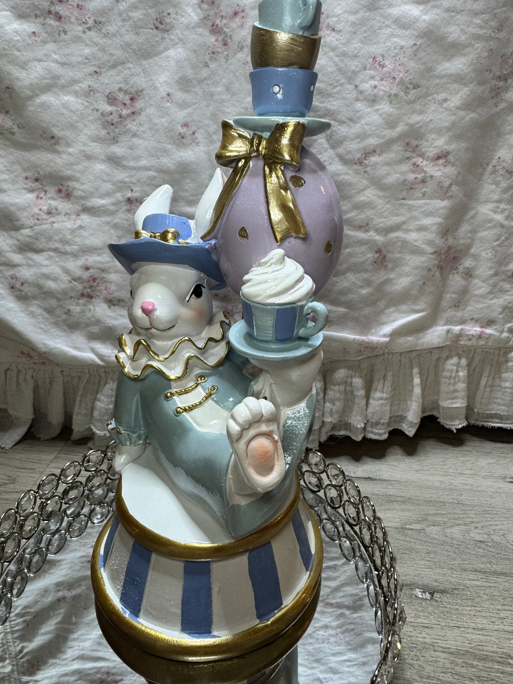Pastel Bunny seating with teacups and bow