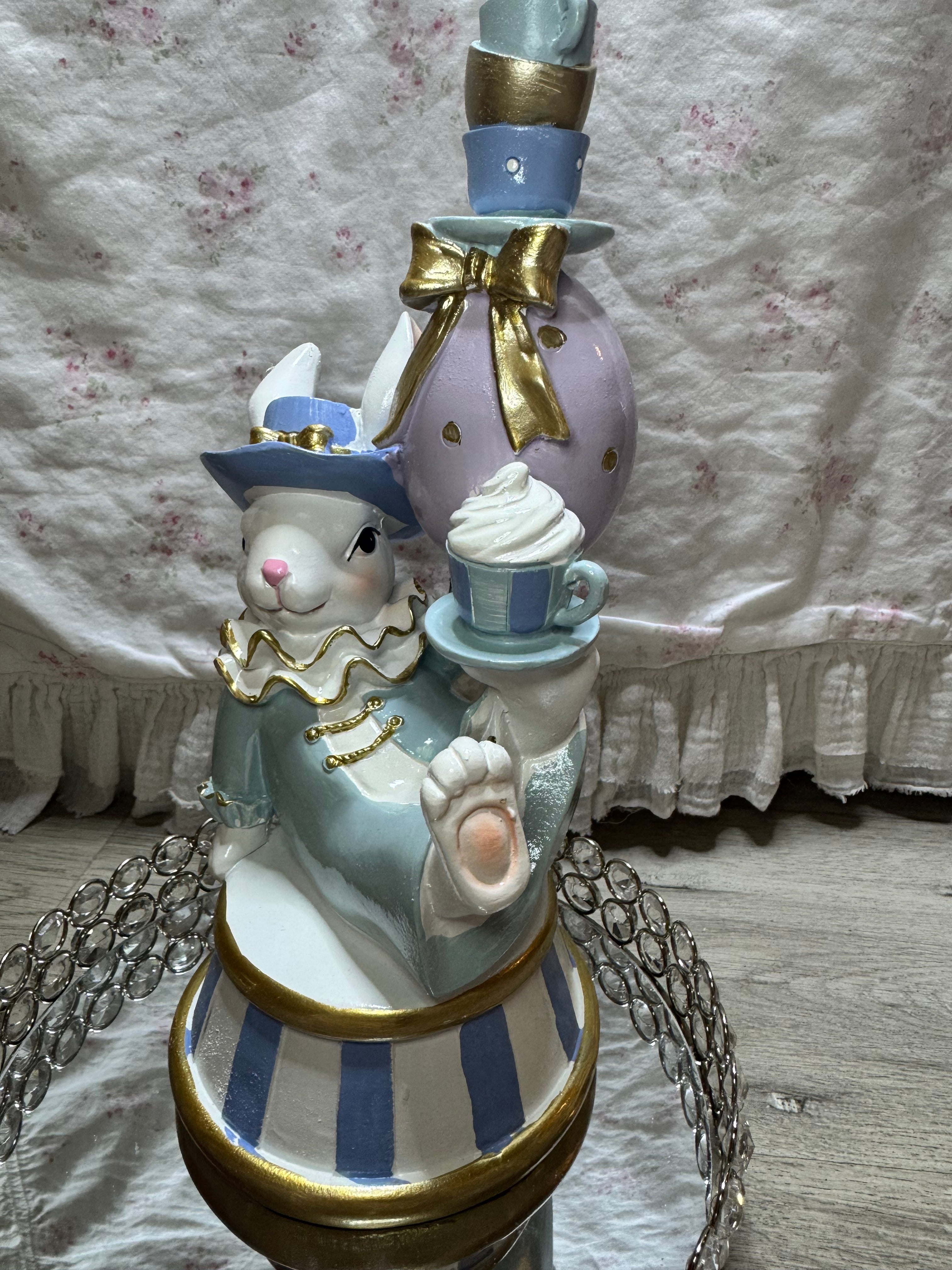 Pastel Bunny seating with teacups and bow
