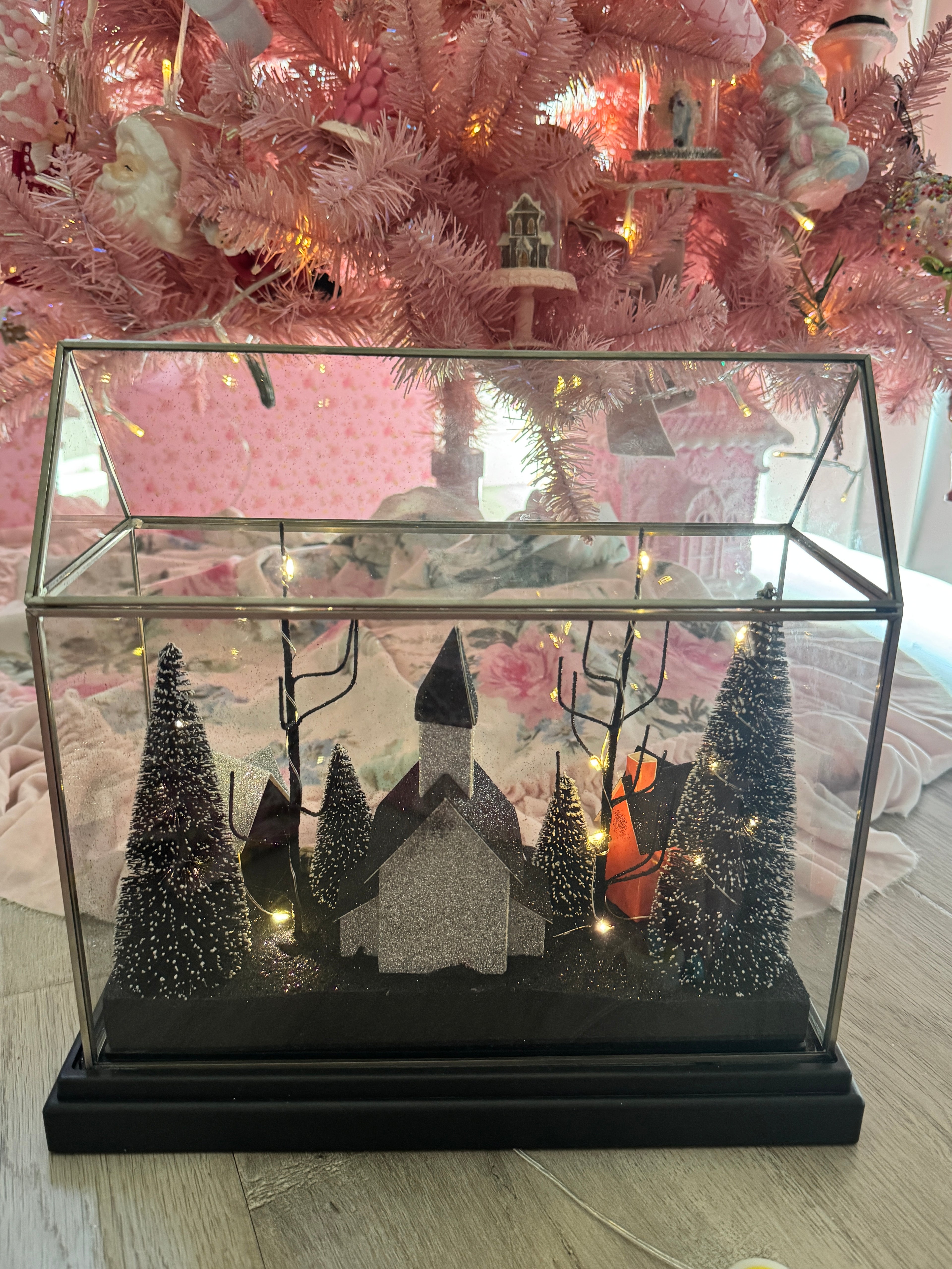 Halloween LED Houses on Glass terrarium