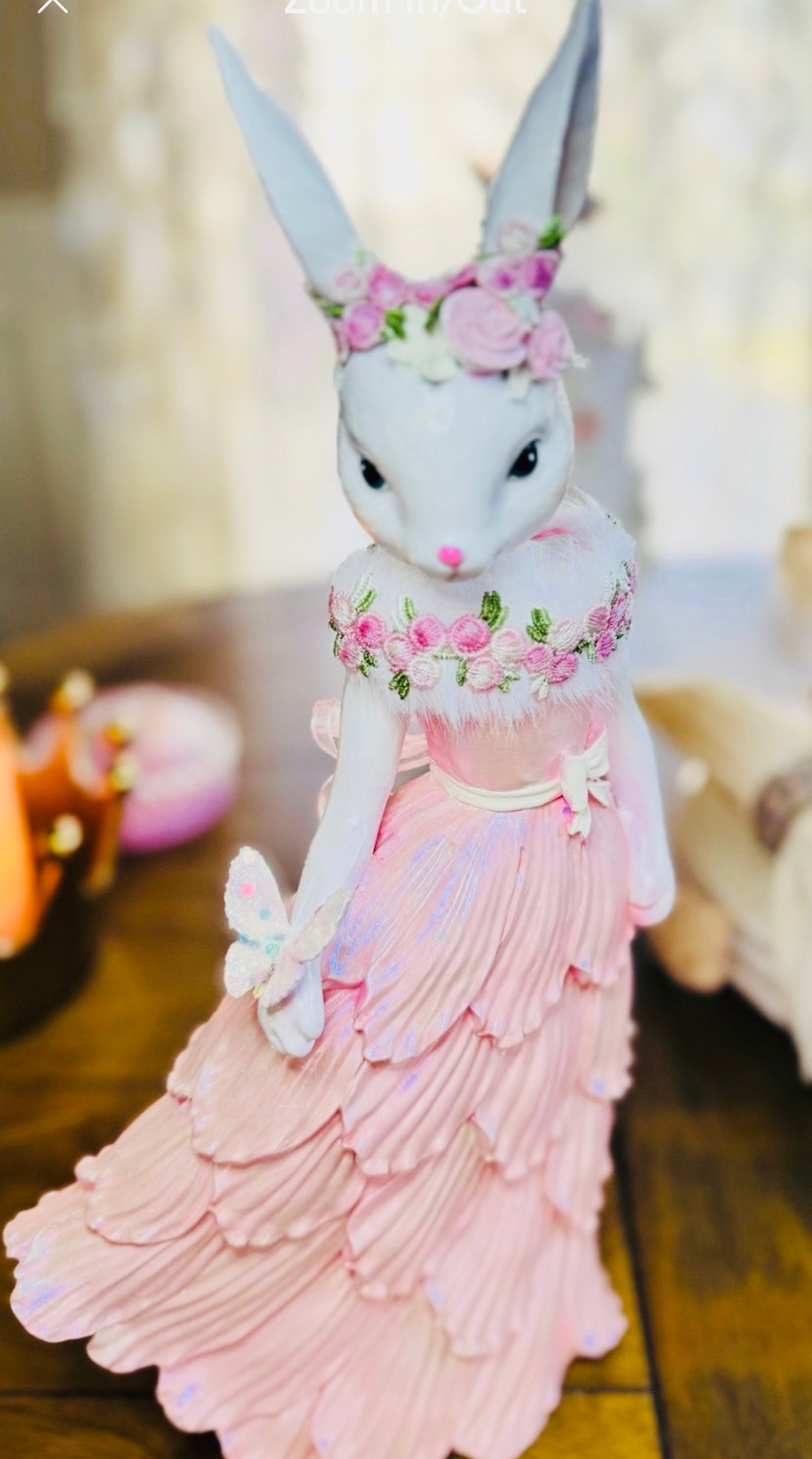 Pink Bunny Easter Figurine