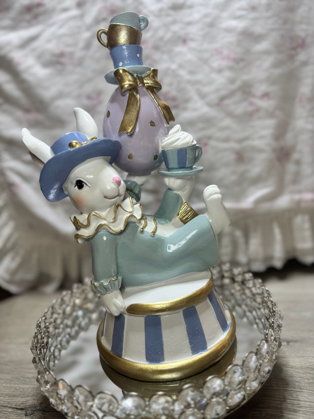 Pastel Bunny seating with teacups and bow