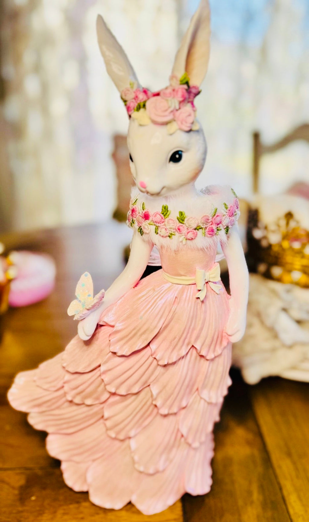 Pink Bunny Easter Figurine