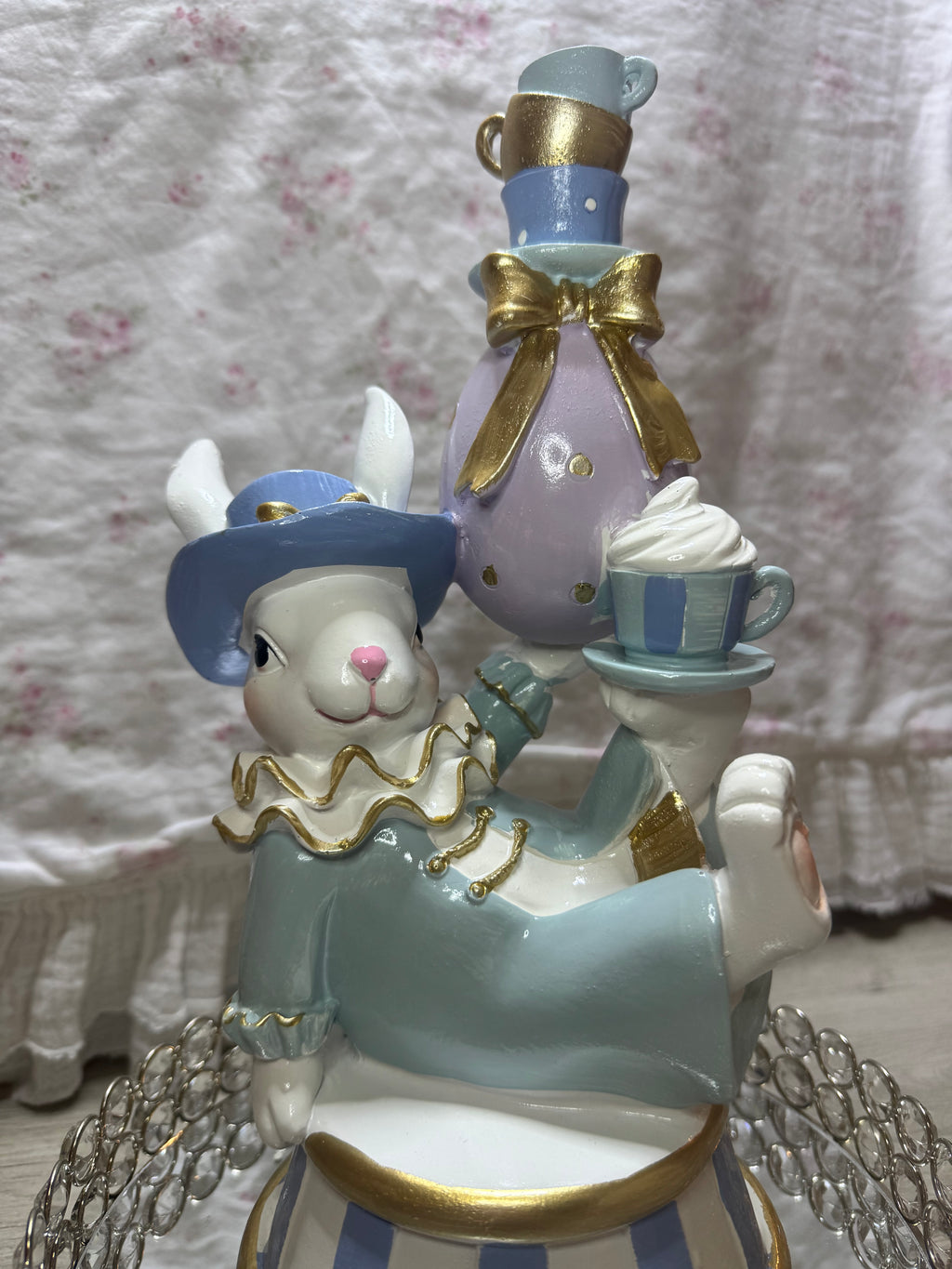 Pastel Bunny seating with teacups and bow
