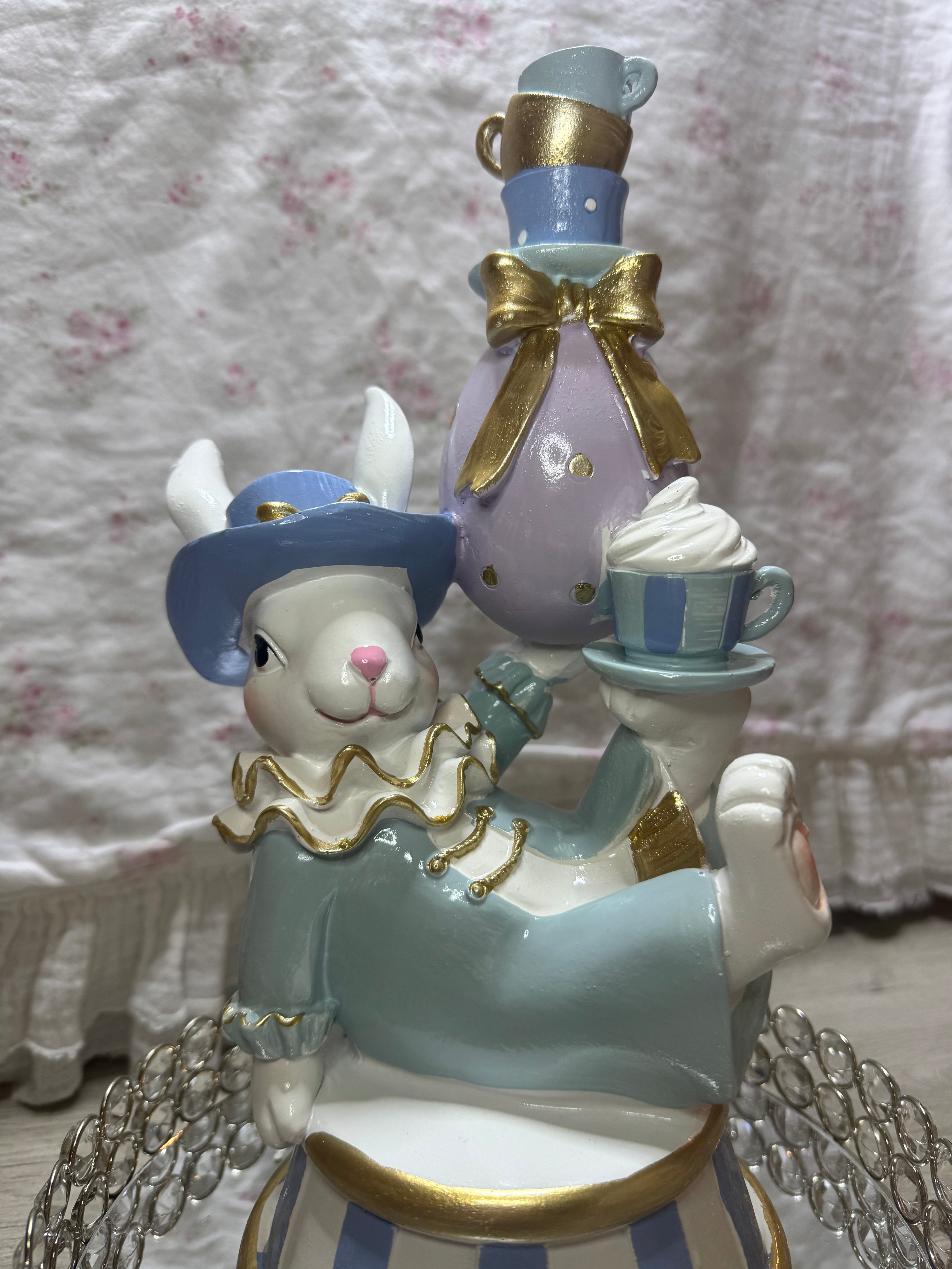 Pastel Bunny seating with teacups and bow
