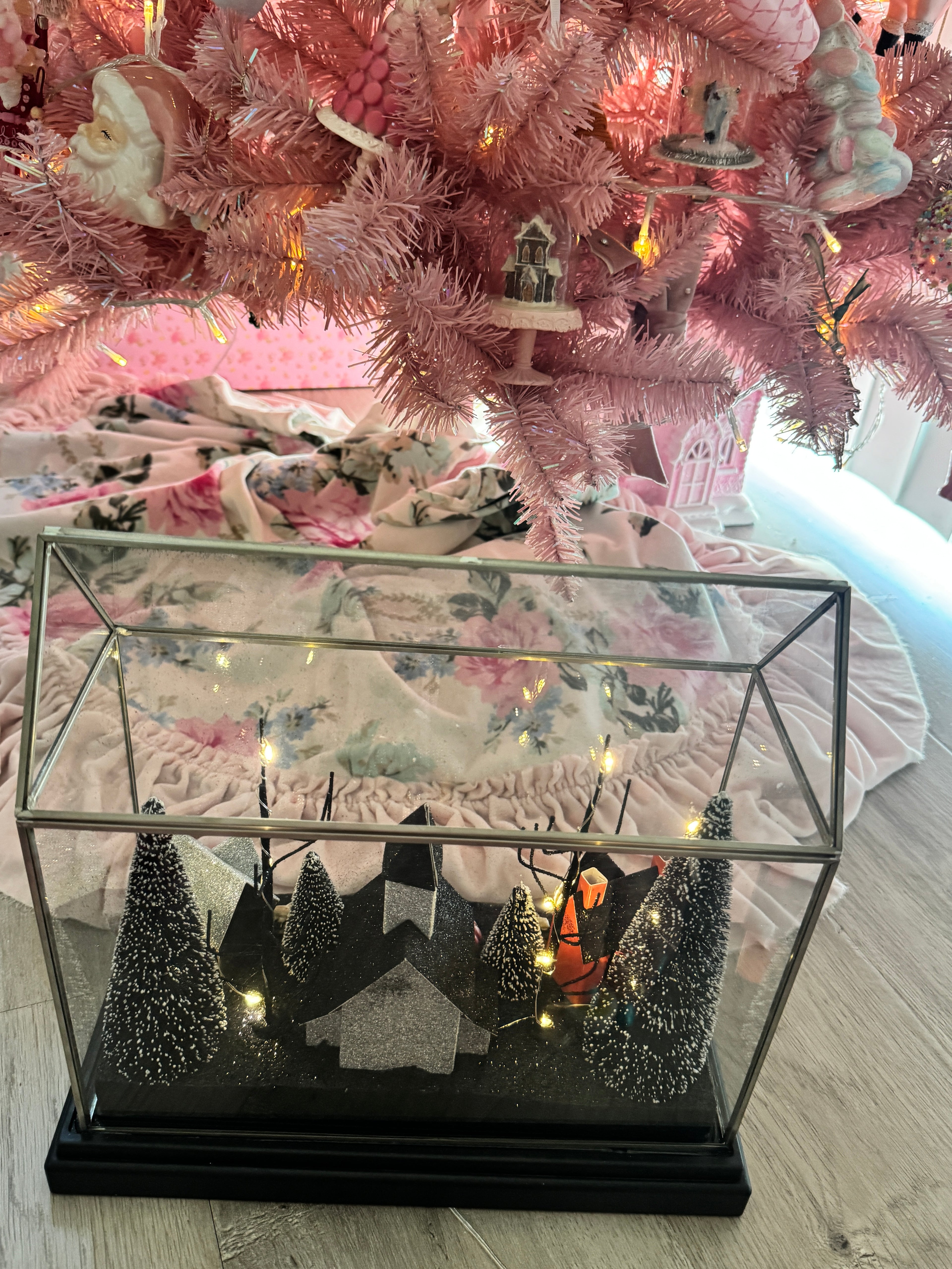 Halloween LED Houses on Glass terrarium