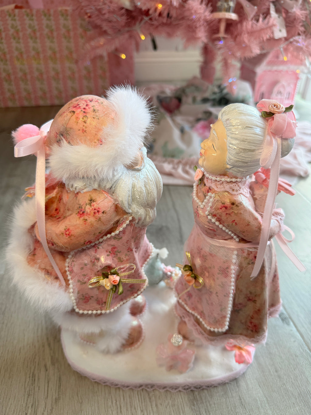 Pink Mr and Mrs Claus Special Edition Figurine