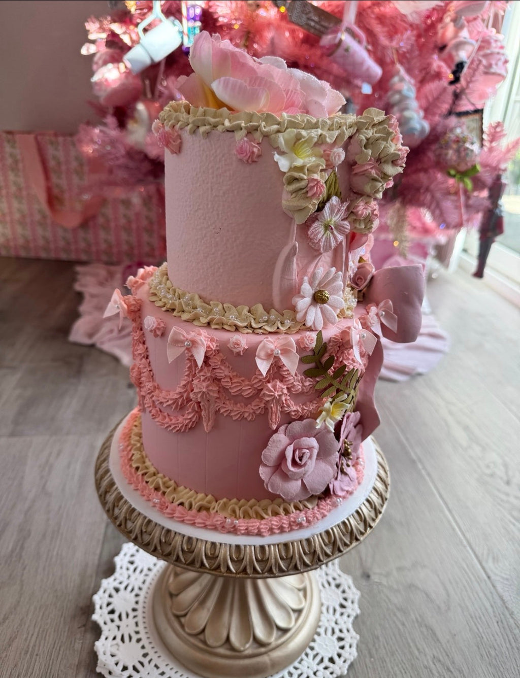 Pink Custom Faux Floral Cake