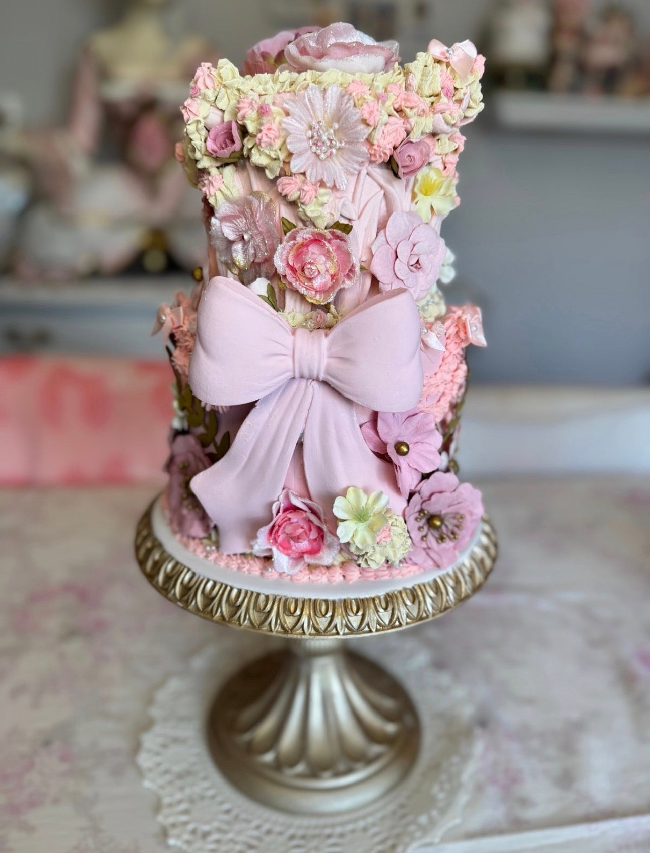 Pink Custom Faux Floral Cake