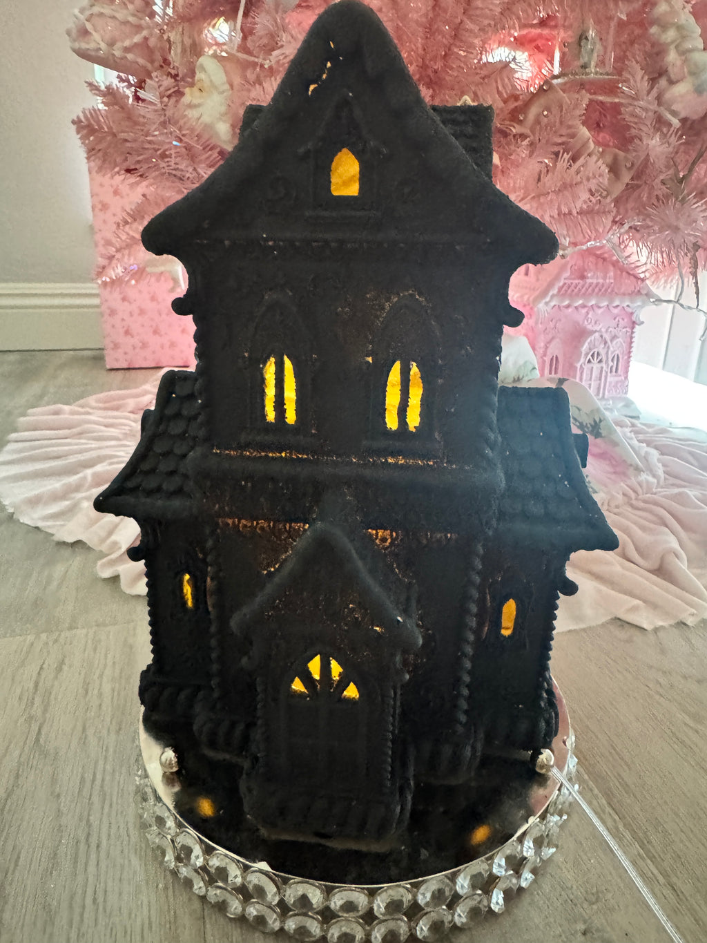 LED Black Halloween Gingerbread House