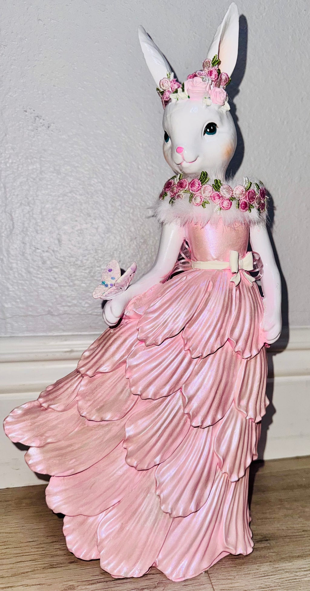 Pink Bunny Easter Figurine