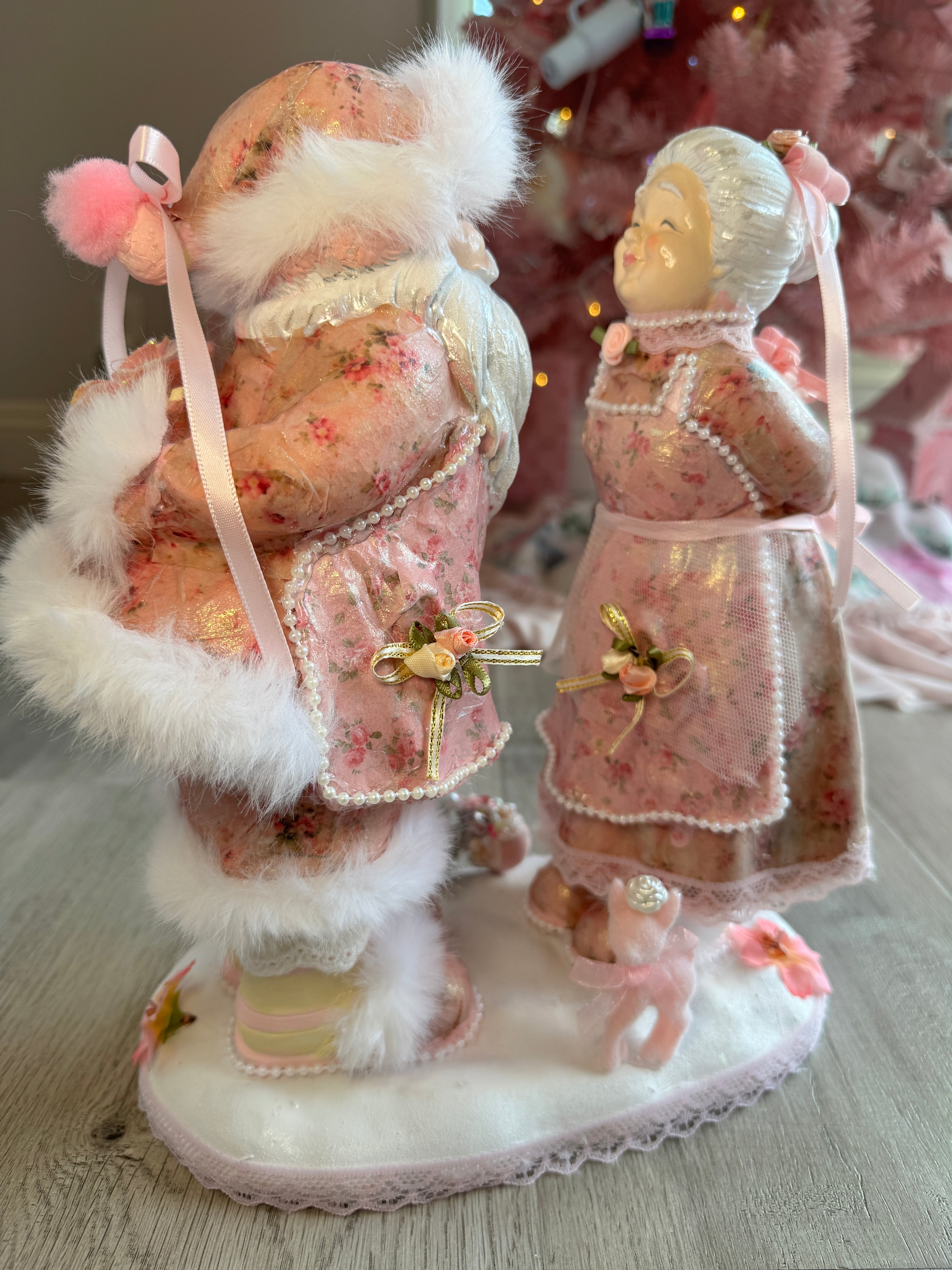 Pink Mr and Mrs Claus Special Edition Figurine