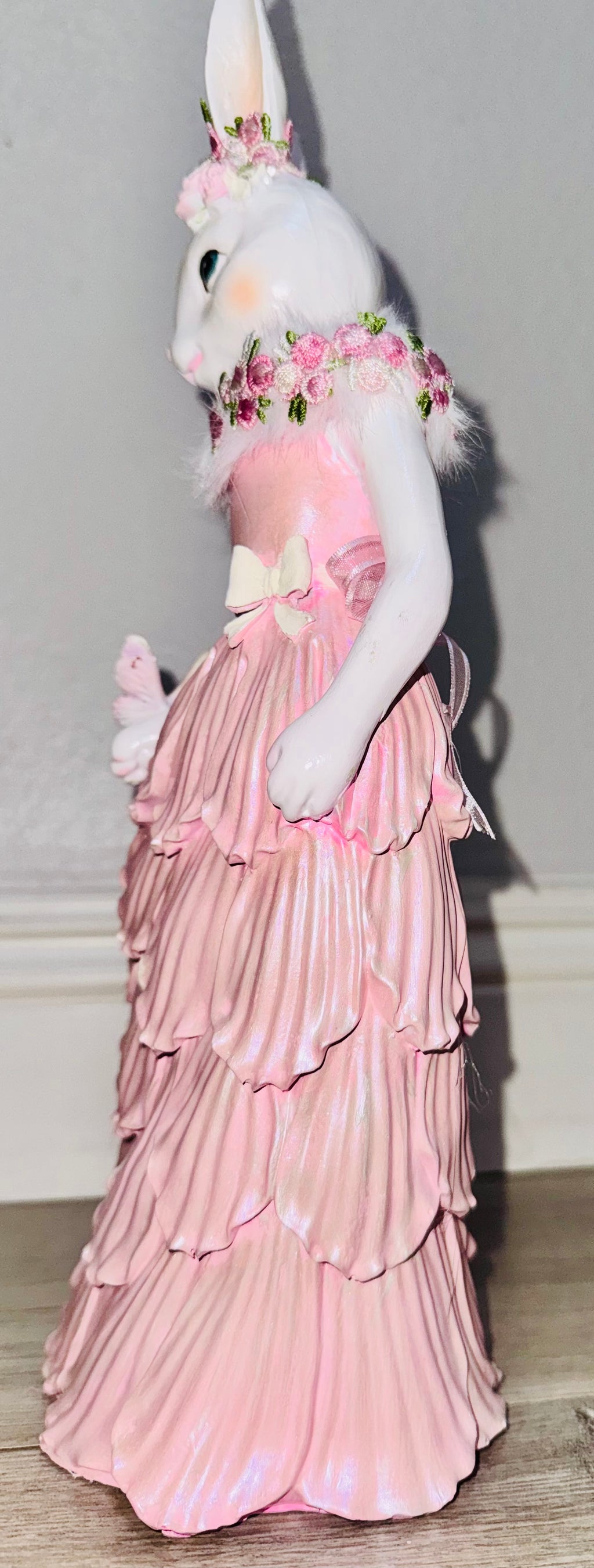 Pink Bunny Easter Figurine