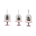 3 Asst Gingerbread Houses in Cloche Orn
