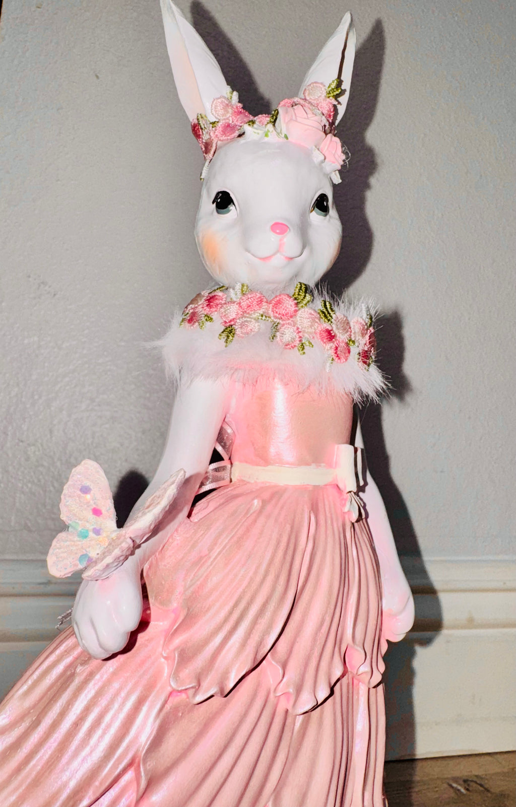 Pink Bunny Easter Figurine