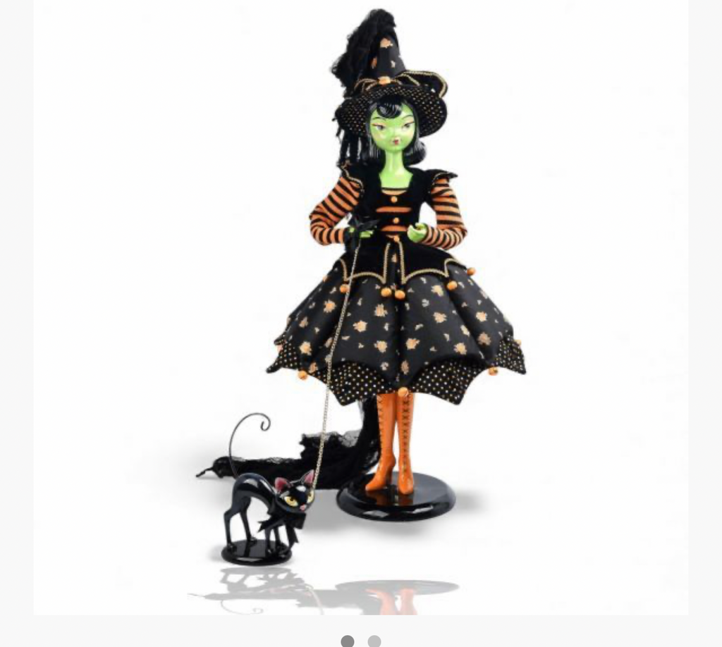 36” Green Halloween Witch with cat