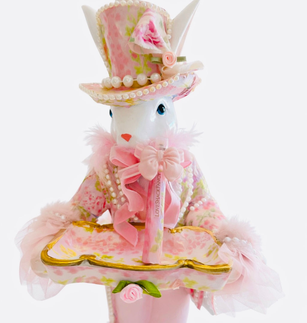 Pink Floral Bunny with tray
