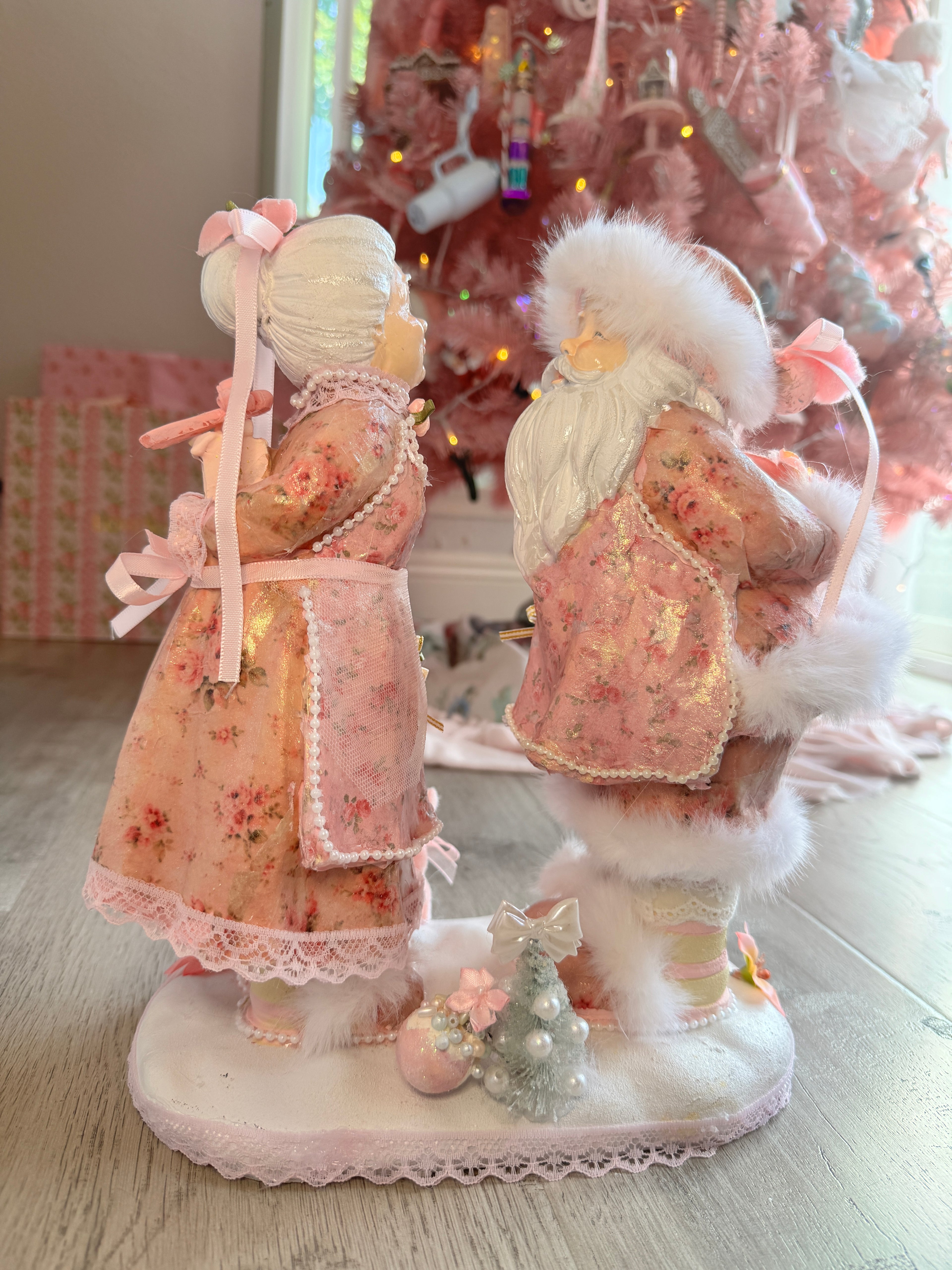 Pink Mr and Mrs Claus Special Edition Figurine