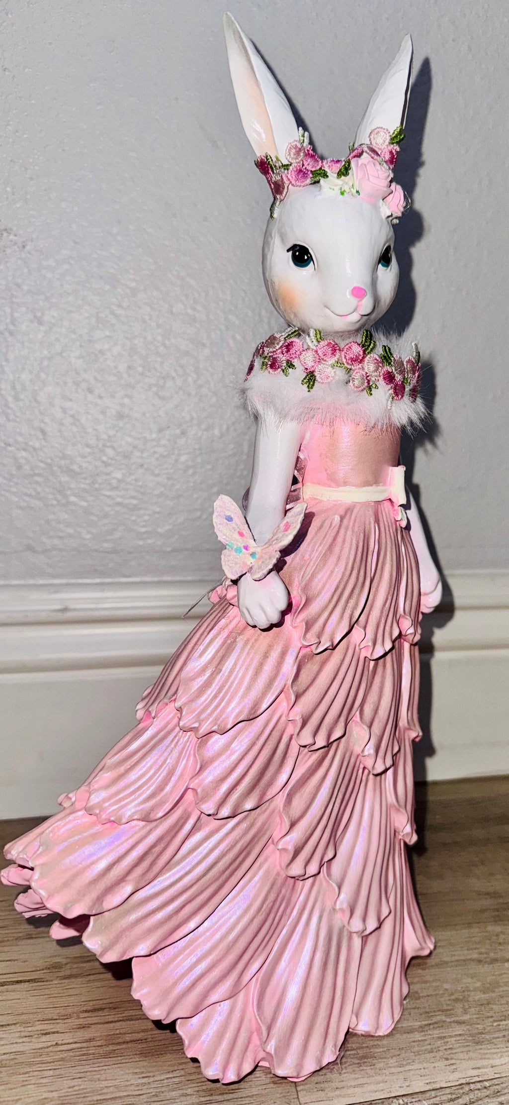 Pink Bunny Easter Figurine