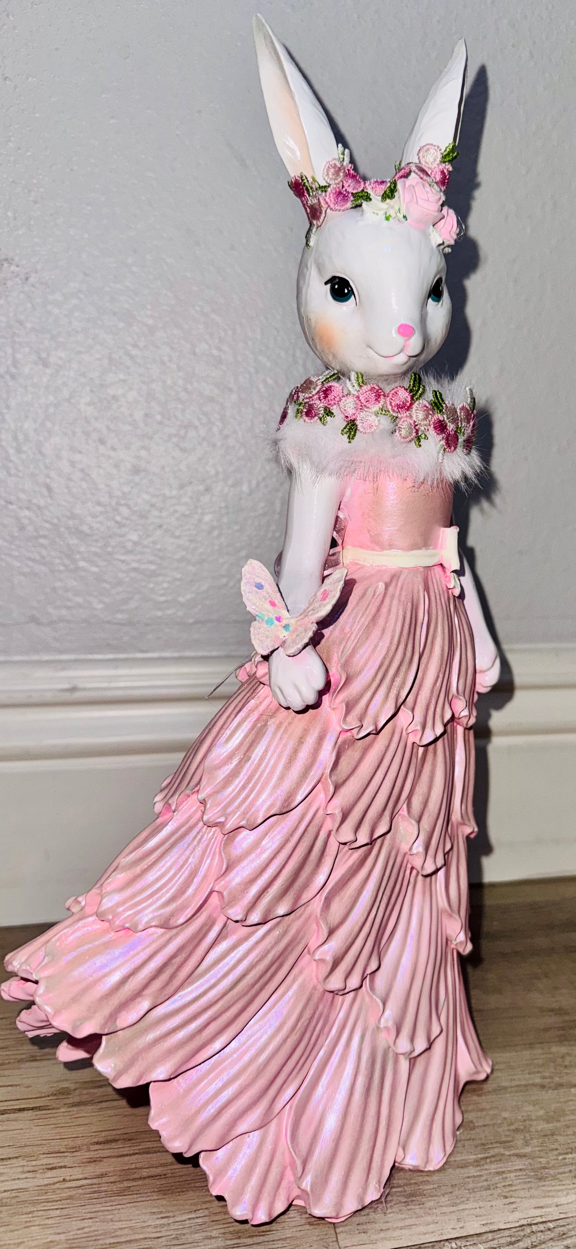 Pink Bunny Easter Figurine