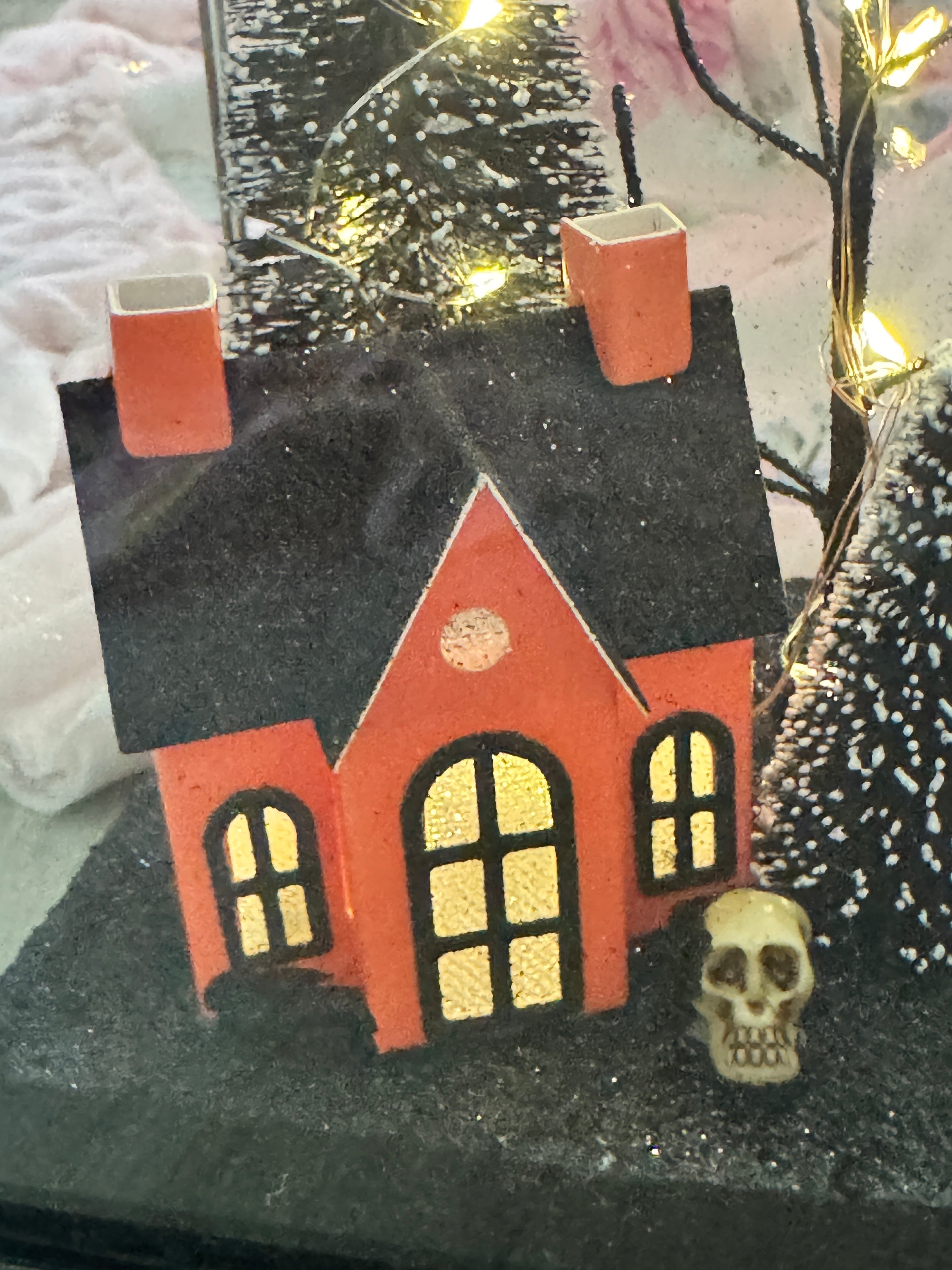 Halloween LED Houses on Glass terrarium