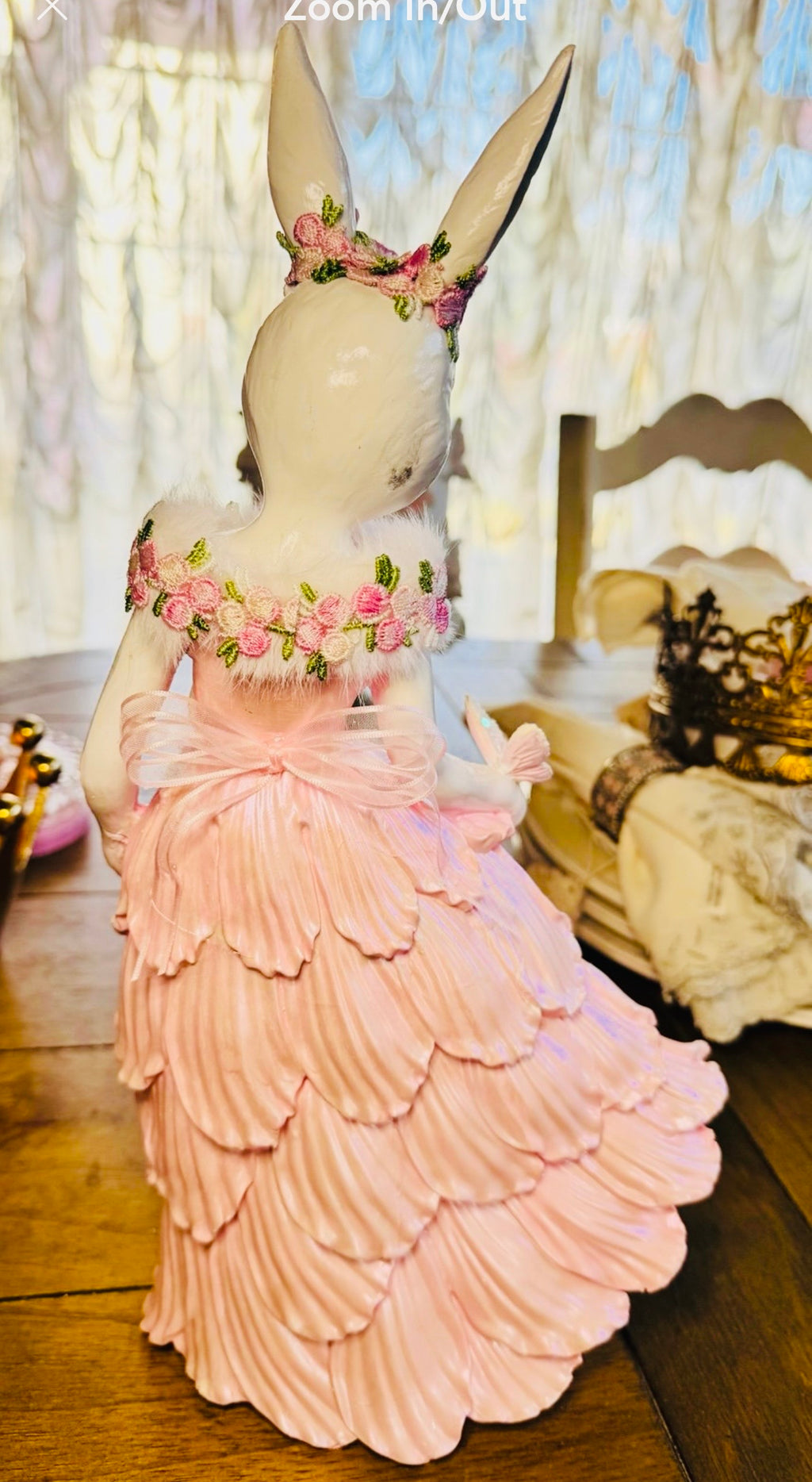Pink Bunny Easter Figurine