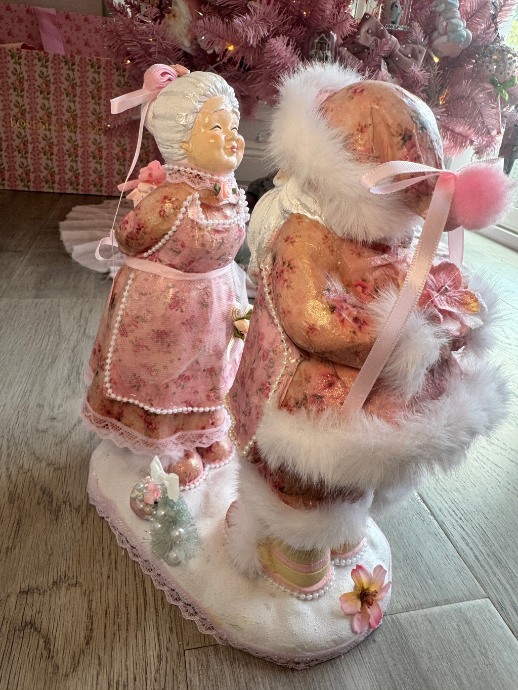 Pink Mr and Mrs Claus Special Edition Figurine