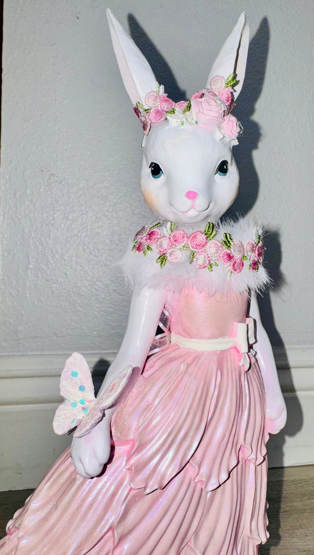 Pink Bunny Easter Figurine