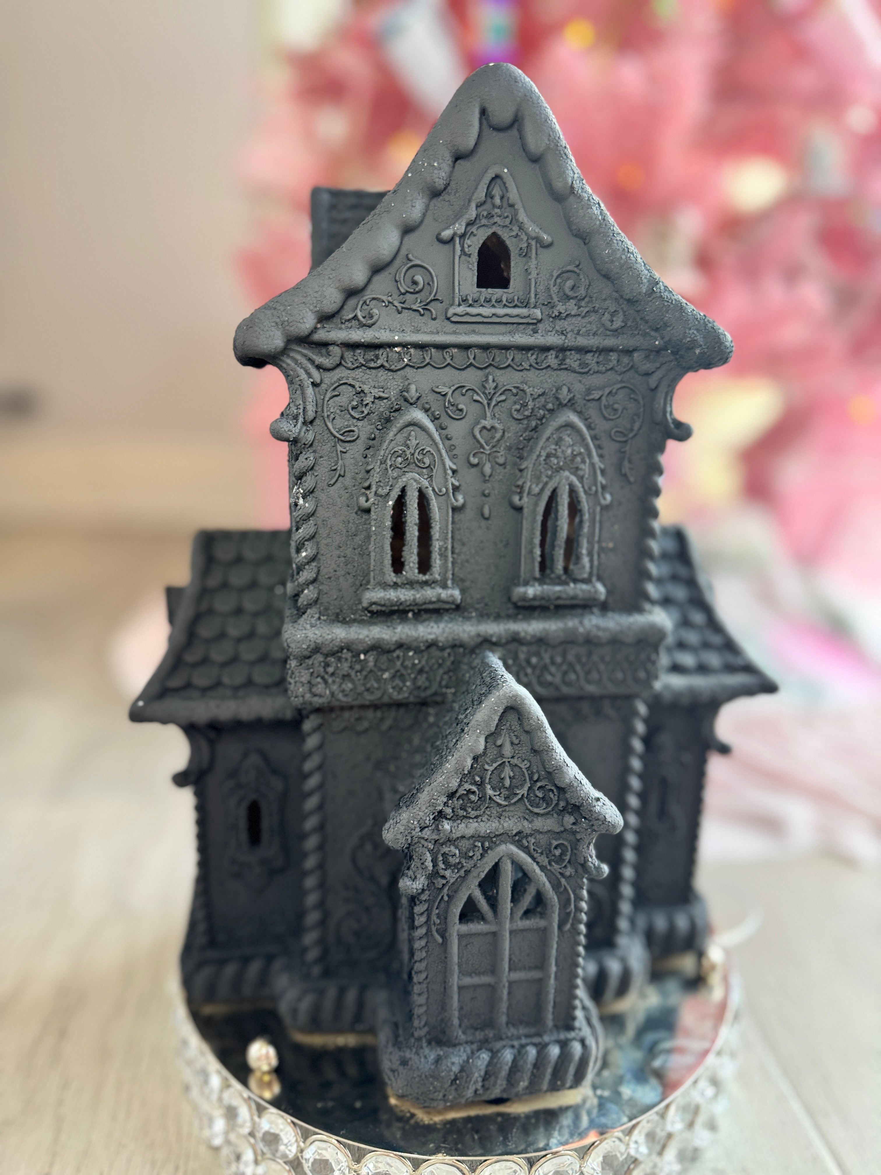 LED Black Halloween Gingerbread House