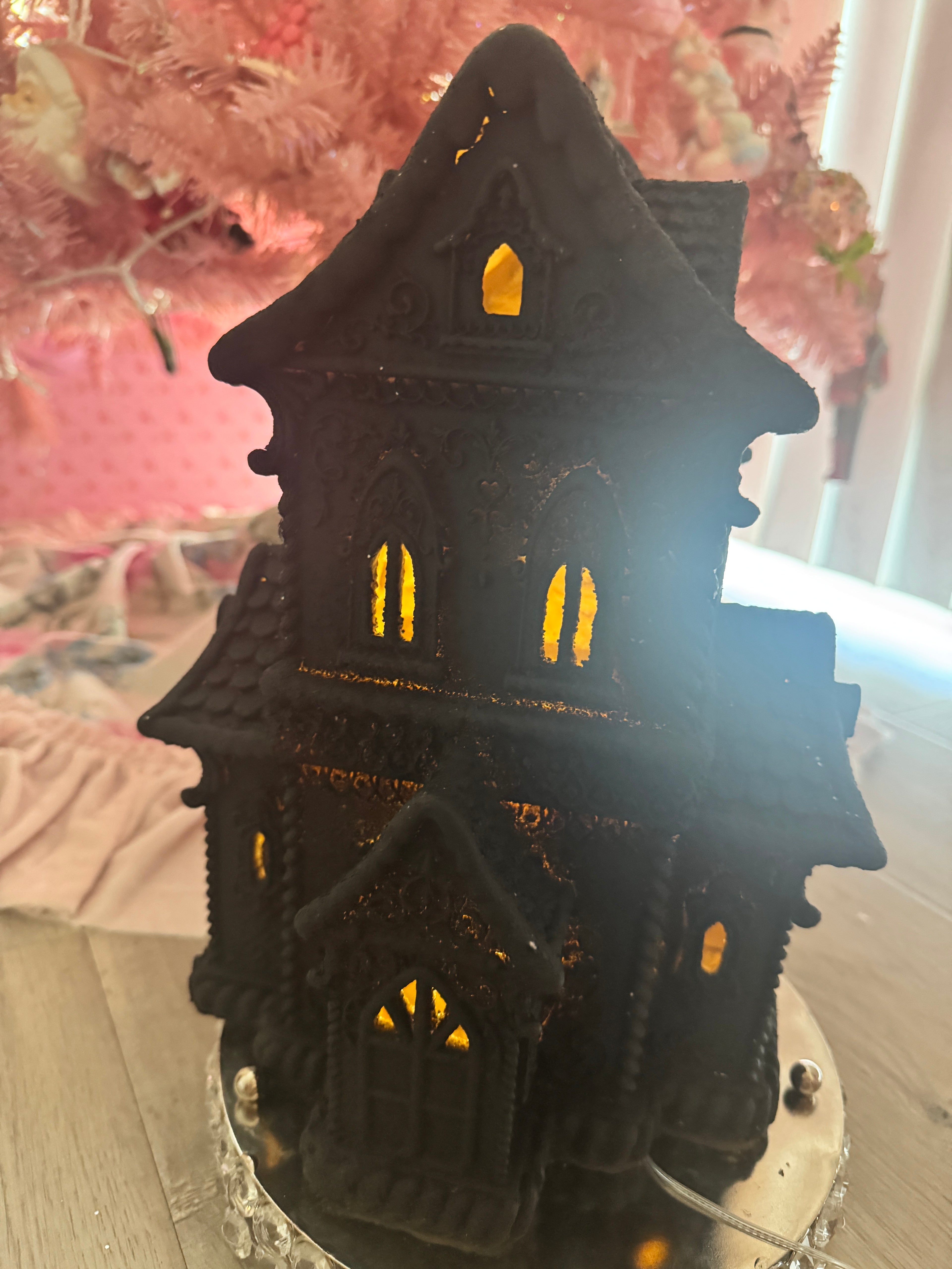 LED Black Halloween Gingerbread House